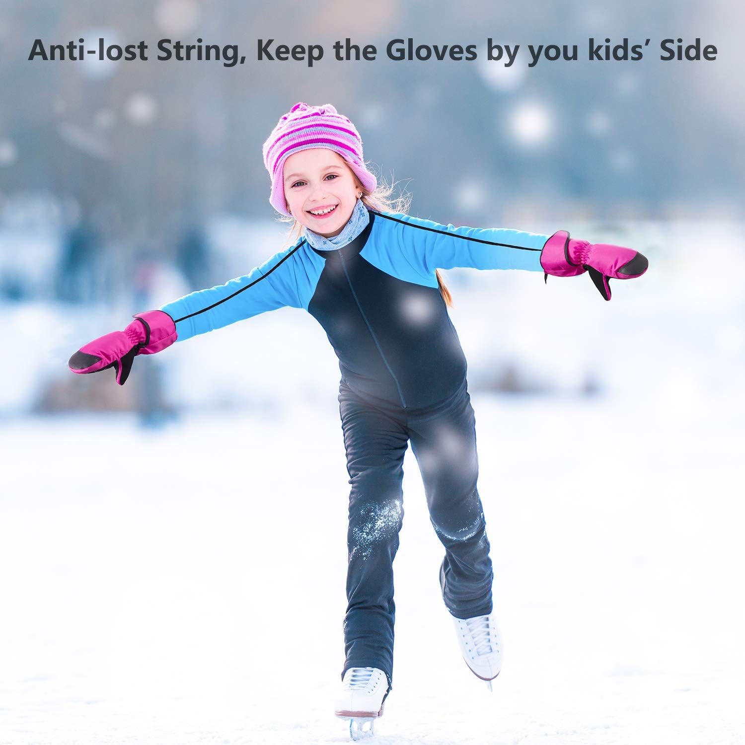 FREETOO Kids Ski Glvoes Waterproof Snow Gloves Mittens for Kids Winter Gloves with String and Long Cuff : Sports & Outdoors