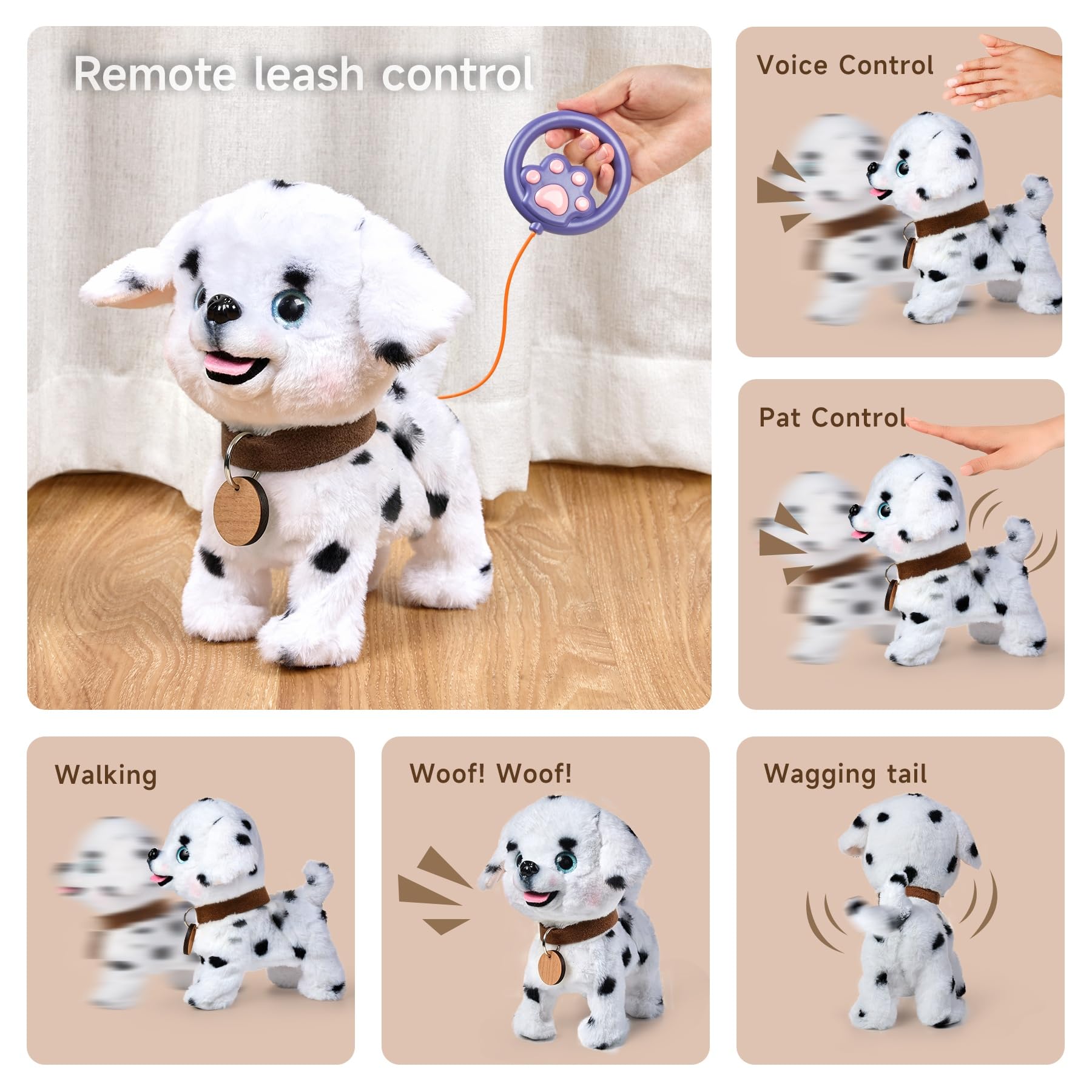 OR OR TU Chien Jouet Enfant Peluche Chien Interactifs, Jouet Chien Qui Marche et aboie en Laisse, Chien Robot Animaux Interactifs Jouet pour Enfants 3 4 5 6+ Ans Filles Garçons Cadeau