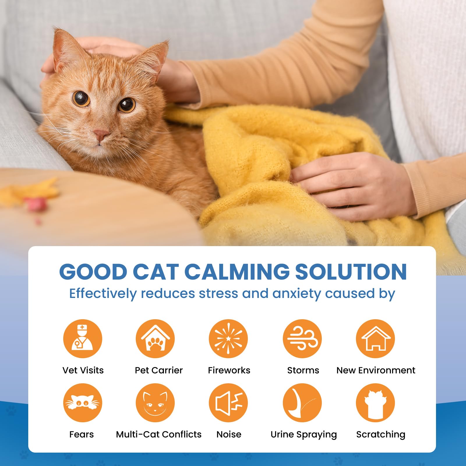 120 Tage Pheromone Katzen Beruhigung Steckdose Entspannende Naturpheromone Lindern Stress Ängste bei Katzen Reduzieren Kratzverhalten Set mit 2 Steckdosen-Diffusoren 4 Nachfüllflaschen (je 48 ml)