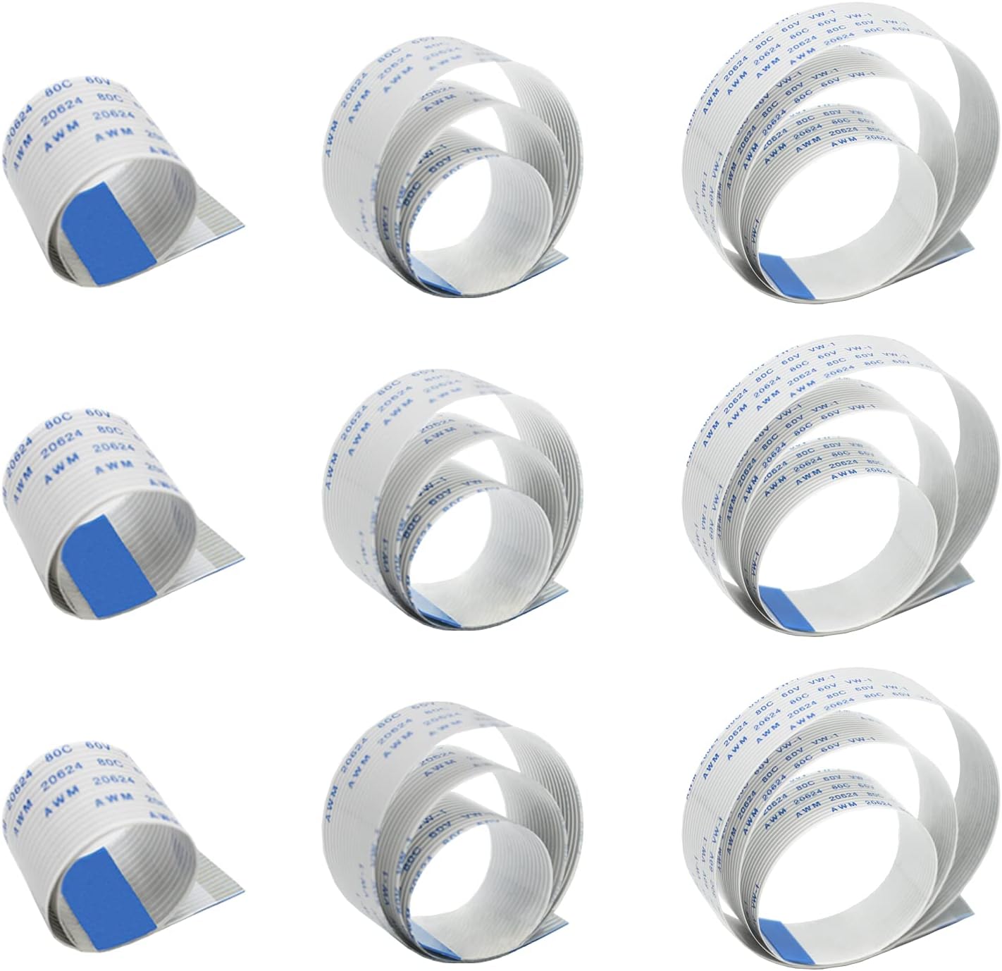 Raspberry Pi Camera Cable, 15 Pin Ribbon Flat Cable, Pi Camera Flex Cable, Flex CSI Cable 15cm/30cm/50cm for Raspberry Pi 3B+, 3B, 2B (Not for Pi Zero) - 9 Pack