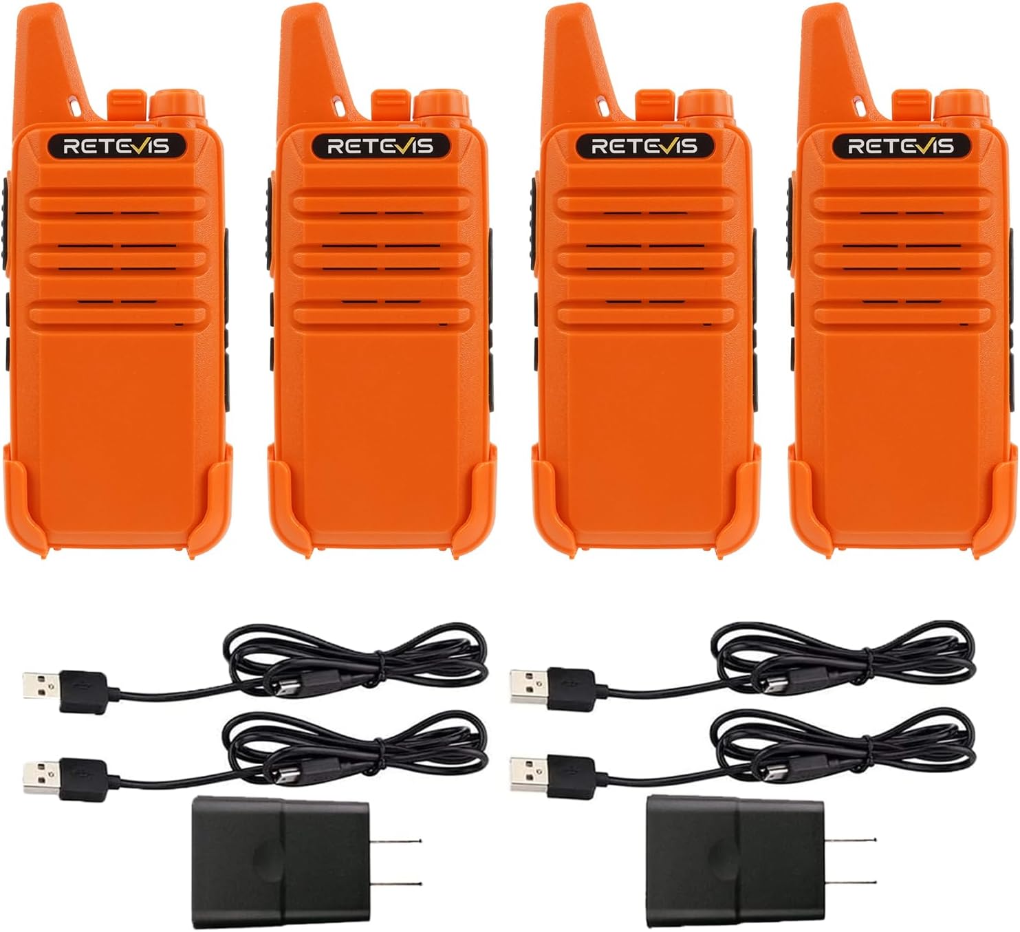 Rechargeable Retevis RT22 Walkie Talkies – Long Range Two-Way Radio (4 Pack, Orange) Rechargeable Retevis RT22 Walkie Talkies – Long Range Two-Way Radio (4 Pack, Orange)