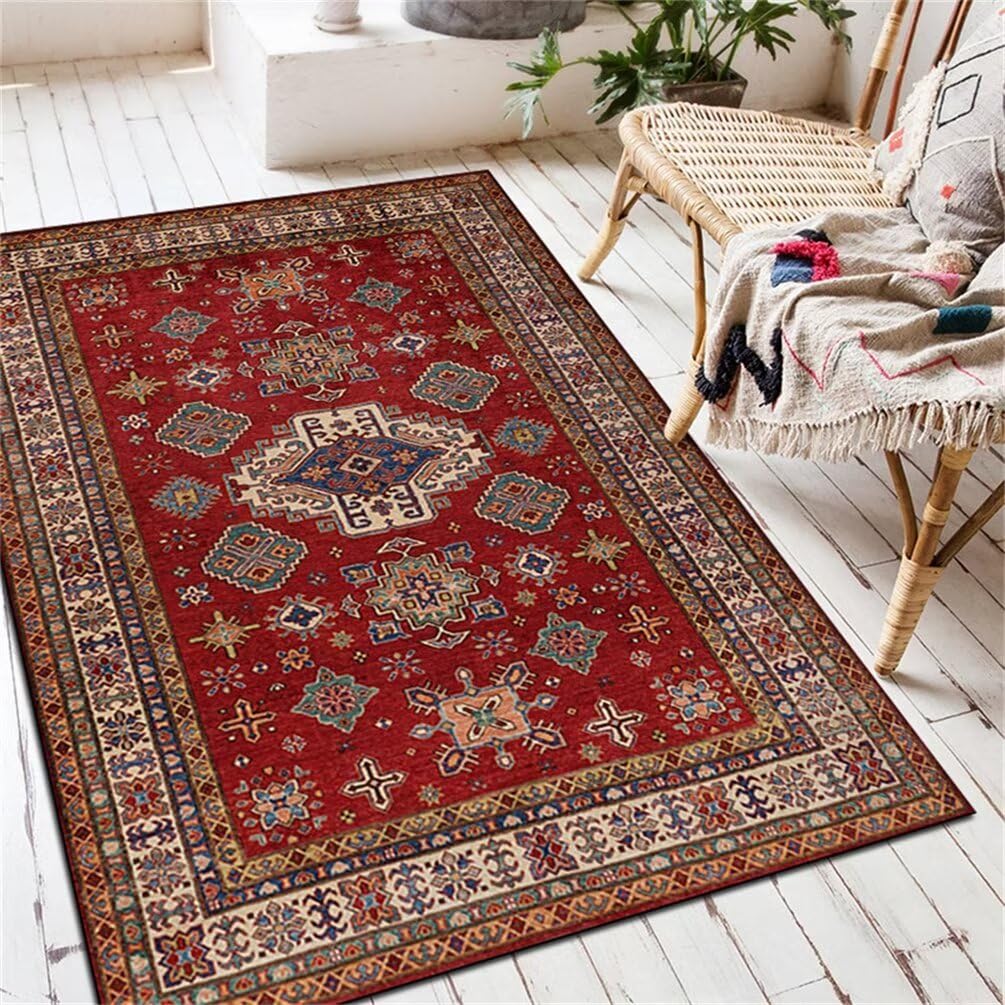 Tapis de salon durable rouge 120x200cm résistant à l'usure et antidérapant
