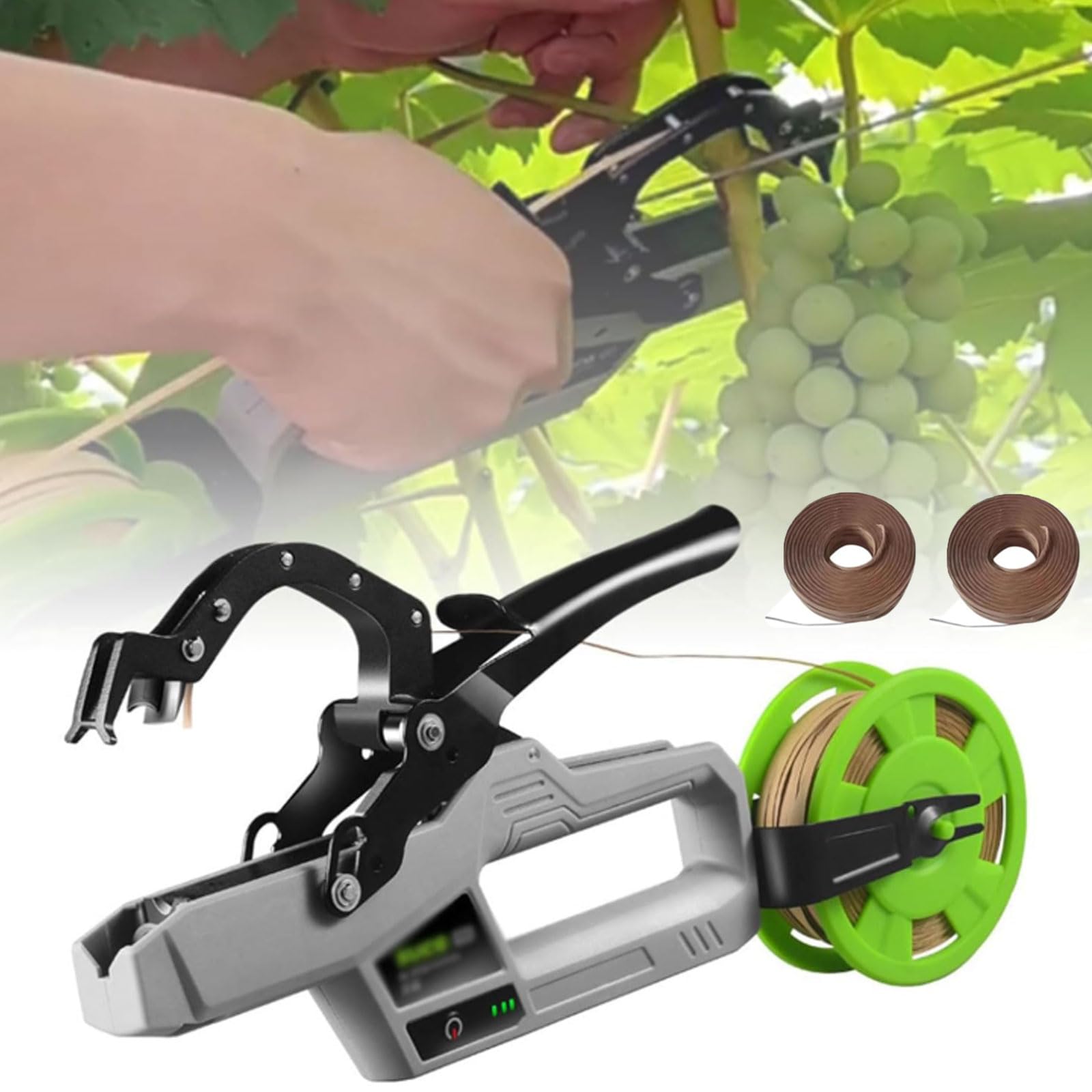Legatrice automatica senza fili, con 2 rotoli di filo per legare, diametro massimo 45 mm, per giardinaggio e agricoltura, consente di risparmiare tempo