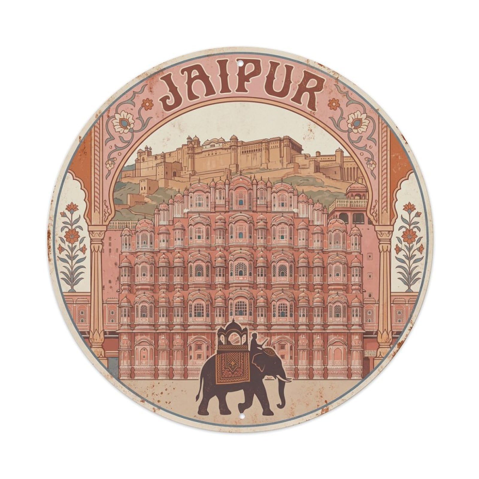 Retro Travel India Jaipur Metal Tin Sign