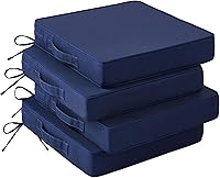 IASEAHK Patio Chair Cushions Set of 4, 19x19x3" Waterproof Outdoor Seat Cushions with Ties & Handles, Navy Blue for Patio Furniture