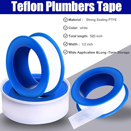 Miniatura 4 de Pushglossy 100 rollos de cinta de PTFE de 12 x 520 pulgadas, cinta de fontanería sellador impermeable para cabezal de ducha, cinta de sellado de