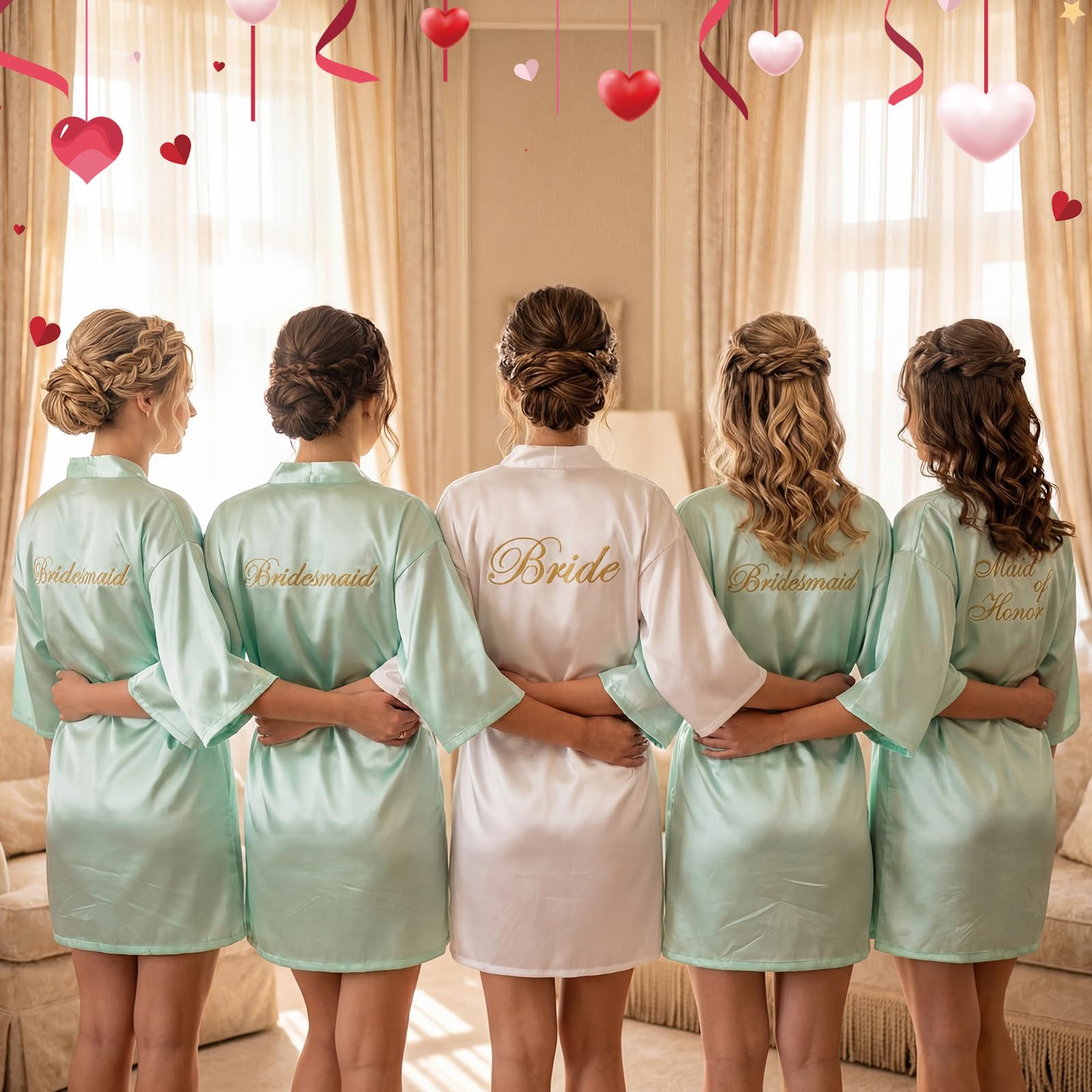 Bonuci 24-teiliges Bademantel-Set für Brautjungfer, Braut, 8 Stück, Braut-Bademäntel, flauschige Hausschuhe, Trinkbecher für Hochzeit, Junggesellinnenabschied