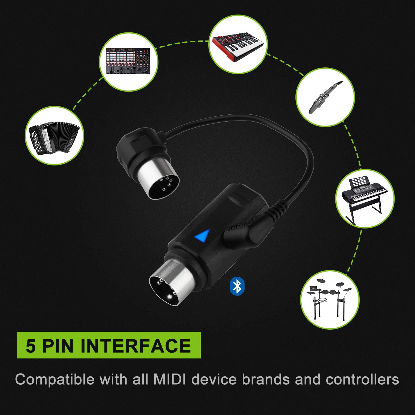 LEKATO Wireless MIDI Adapter Wireless 5 PIN USB MIDI Interface - Foto 9