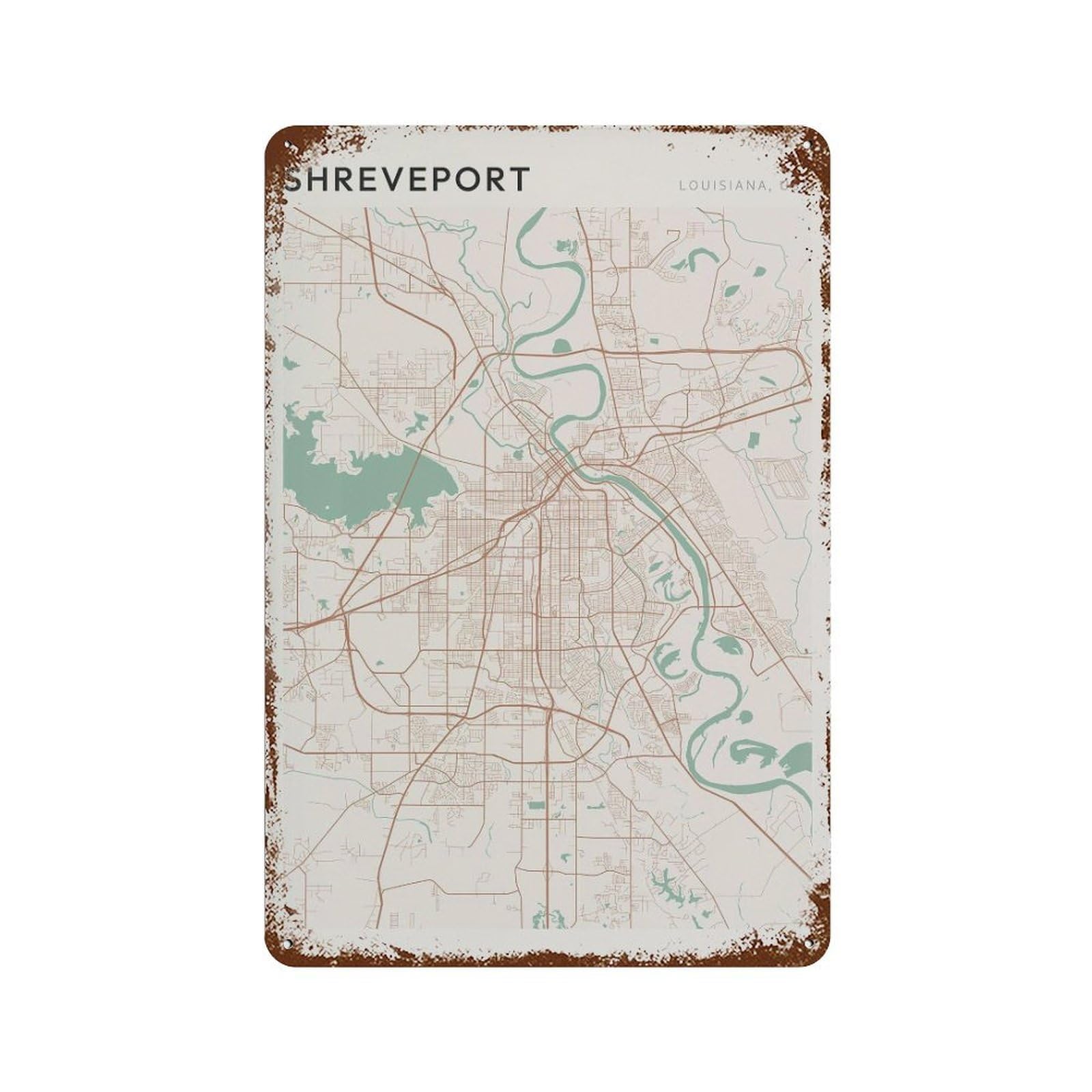 xiaoxiaoshen Shreveport Map Louisiana Travel Gift Scandi Wall Decor Art Metal Tin Poster Modern Home Decor Art Home Bar Shop Decorations Vintage Sign 30x20cm