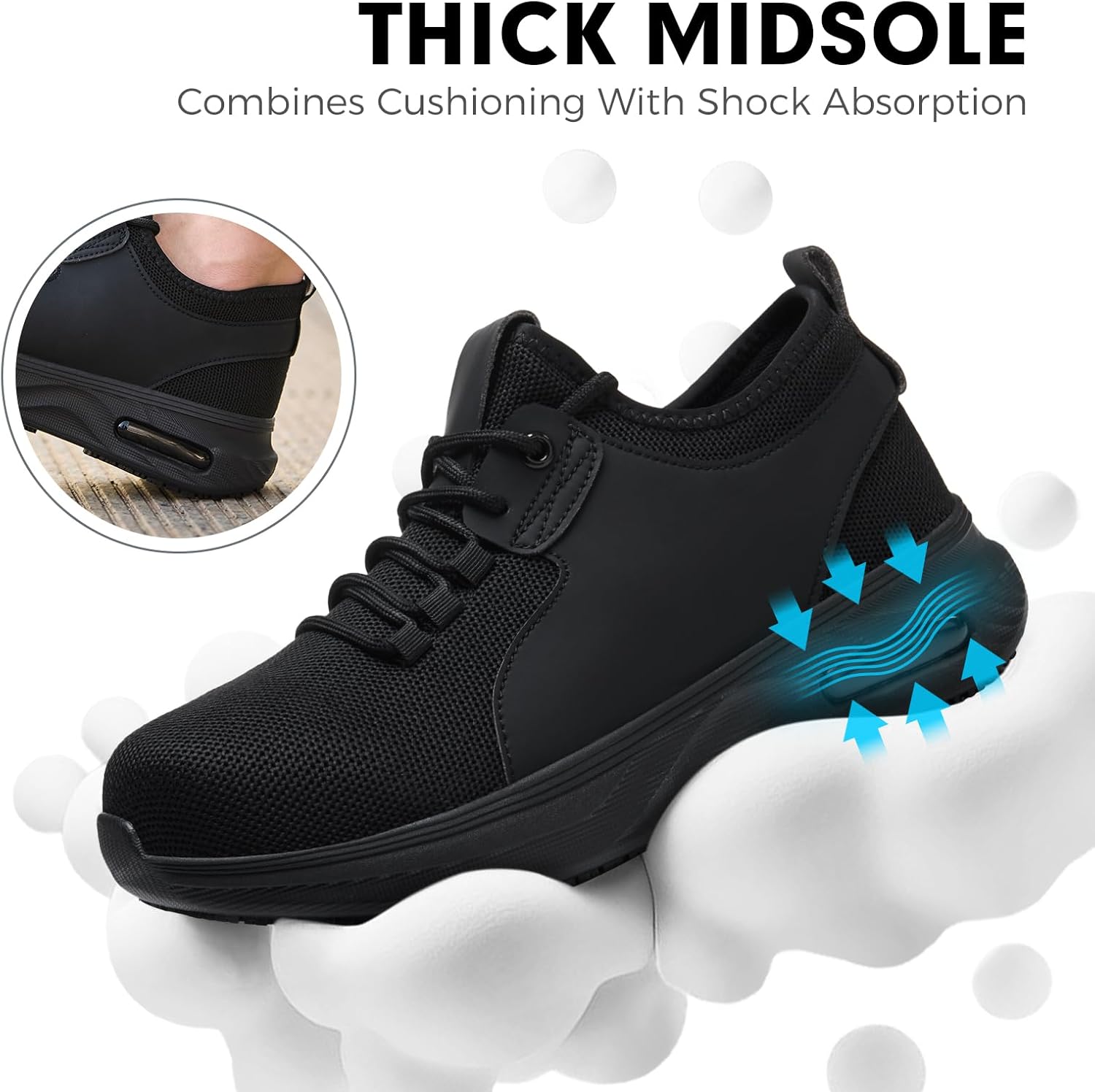 Wide Non Slip Work Shoes for Men Women Waterproof Slip Resistant Kitchen Chef Tennis Walking Running Sneakers Lightweight Breathable Comfortable
