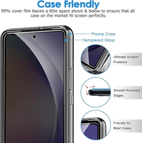 Miniatura 5 de LYWHL Paquete de 2 protectores de pantalla para Samsung Galaxy A54 5G, protector de pantalla de privacidad antiespía, película de vidrio templado,