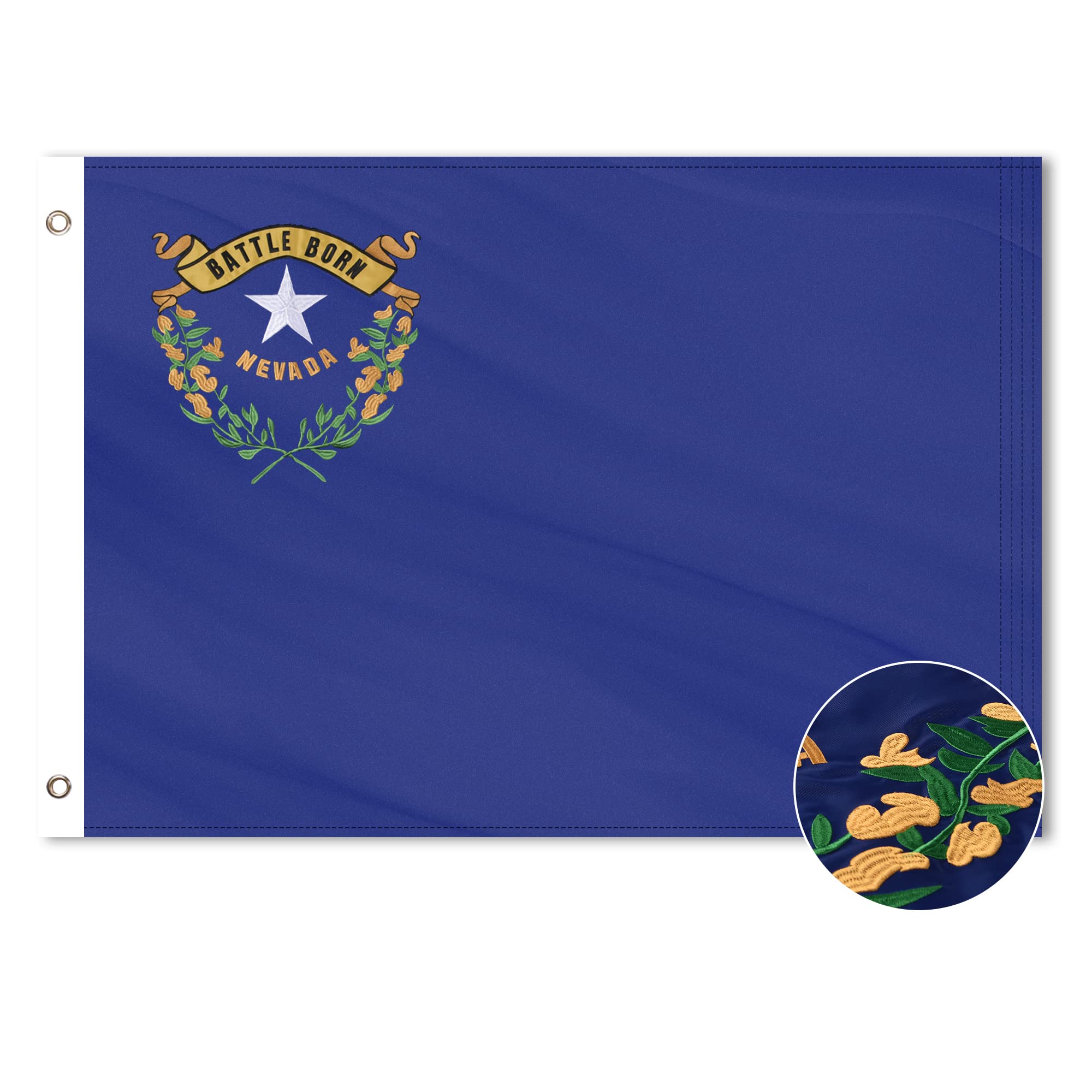 VICDRIA Nevada State Flag 4x6 Ft, Deluxe Full Embroidered Heavy Duty Polyester Durable NV Outside Flags, Indoor/Outdoor, Sewn Stripes and Brass