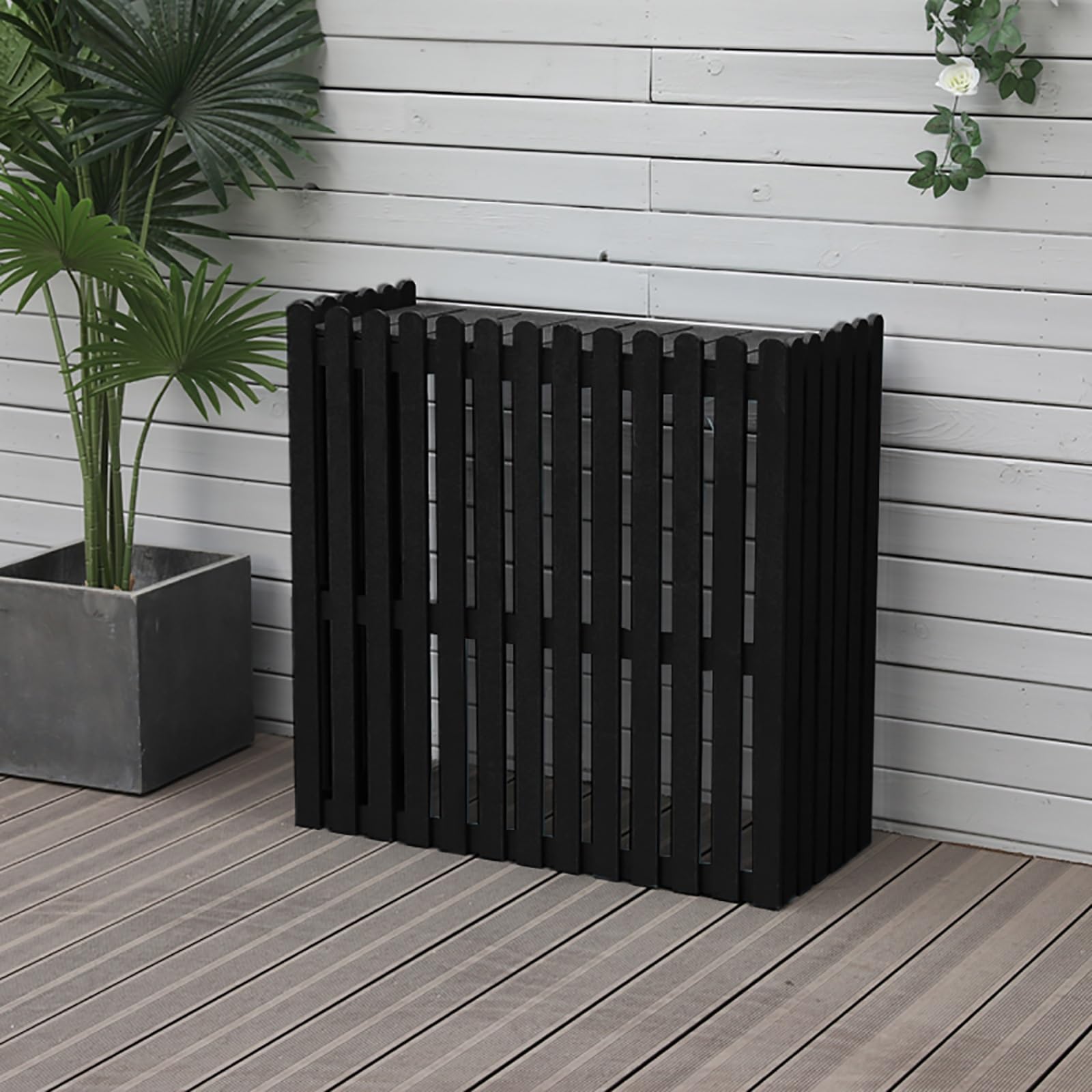 QYMYOZ Outdoor Air Conditioner Privacy Fence Cover - Solid Wood Anti-Corrosion Louvered Design, Protective Casing for Enhanced Privacy & Weather Resistance, Perfect for Patio &