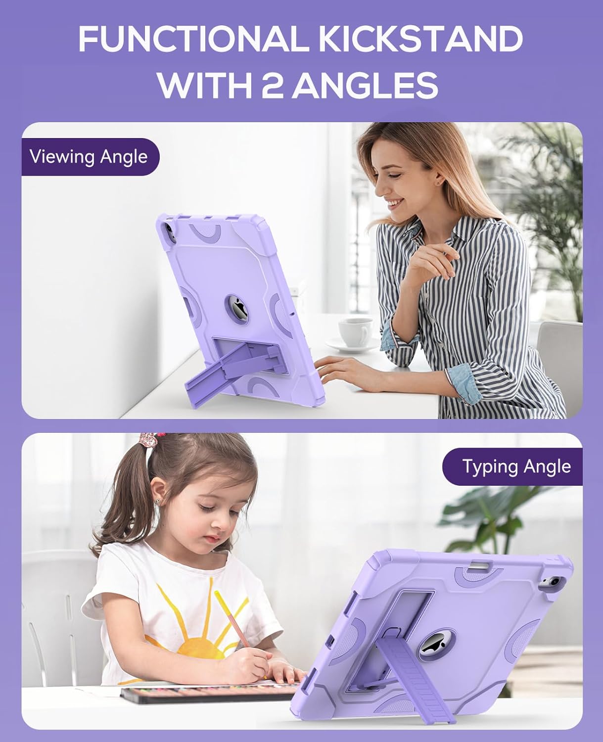 Cantis Case for iPad Air 13 Inch (M3) 2025/ for iPad Air 13-inch (M2) 2024 with Pencil Holder, Heavy Duty Shockproof Case for i Pad Air 13" Supports Pencil Pro and Pencil (USB-C), Purple+Purple - Image 3