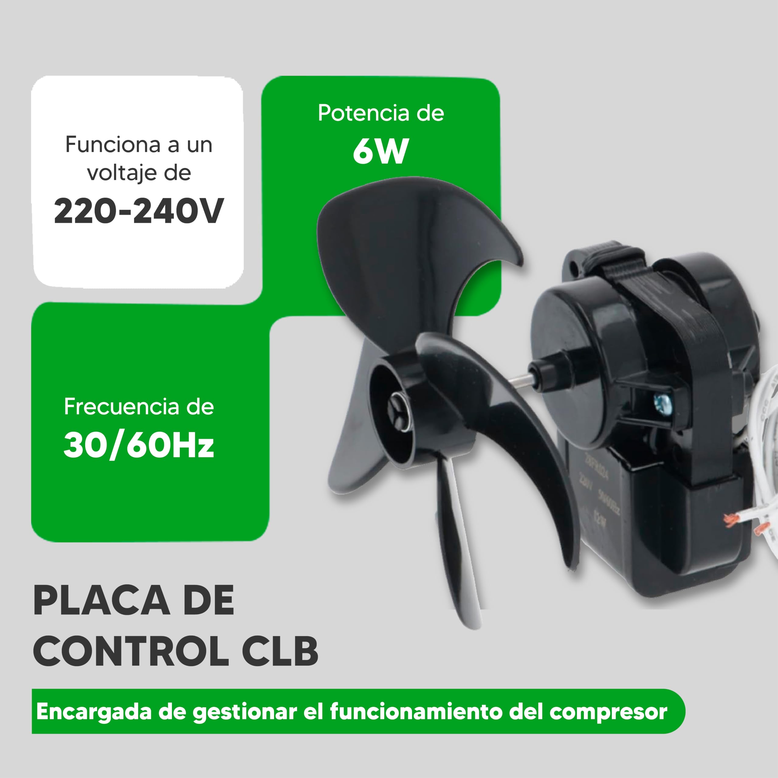 REPORSHOP - Motor Ventilador Frigorífico No Frost Compatible con Fagor y Zanussi - Códigos 481936170011, 512023200, 651015834, 92129063, M57512023200-220-240V - 6W - 30/60Hz - Diámetro Ø3x28mm