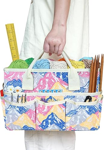 Miniatura 6 de qianshan Bolsa organizadora de manualidades con múltiples bolsillos, organizador grande de almacenamiento de arte con asas para arte, manualidades,