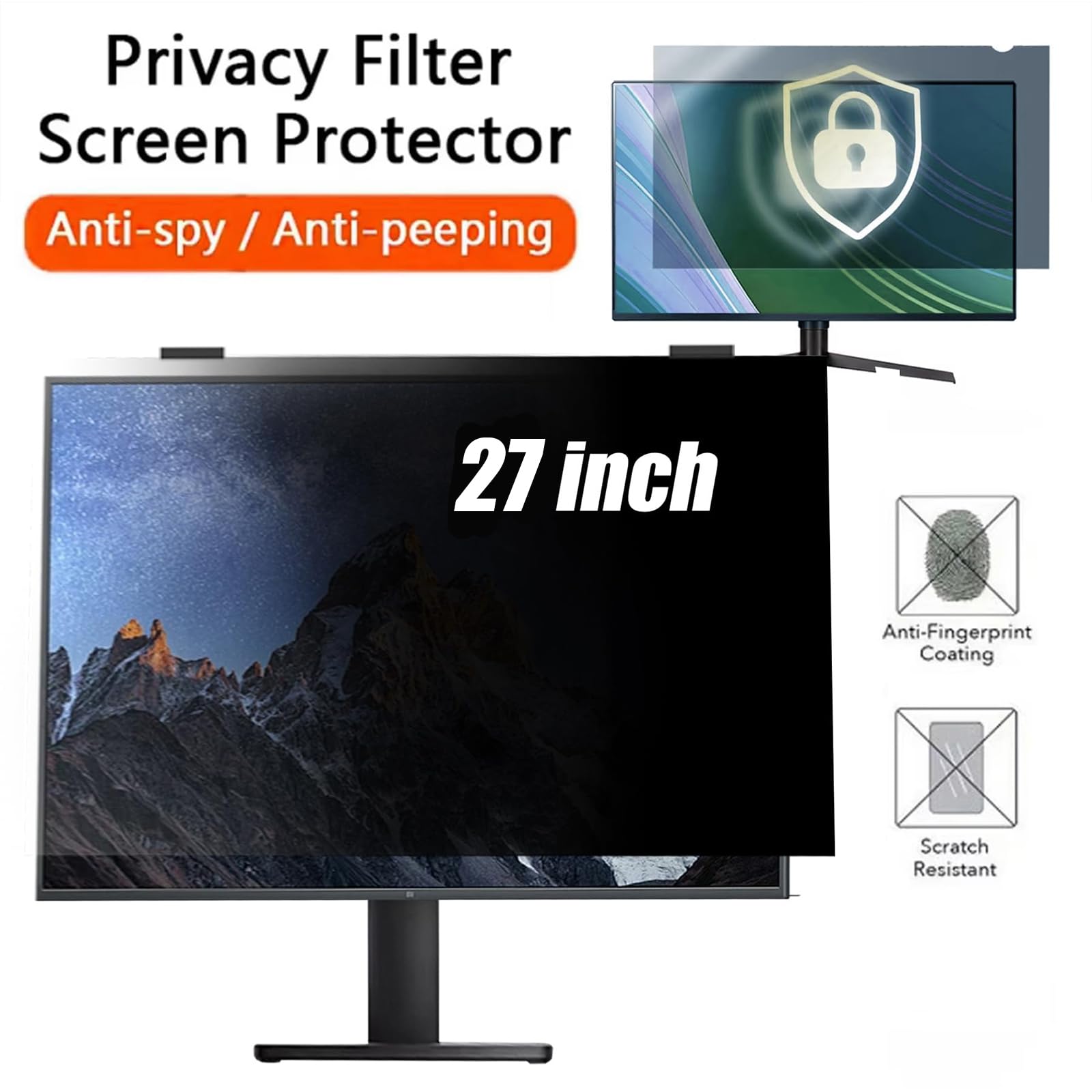 Pantalla de Privacidad Colgante Magnética de 27 Pulgadas, Protector de Ojos con Filtro Antirreflejo de Luz Azul, Protector Extraíble Anti Espía para Lugares de Trabajo Digitales,27in(613 * 356mm)