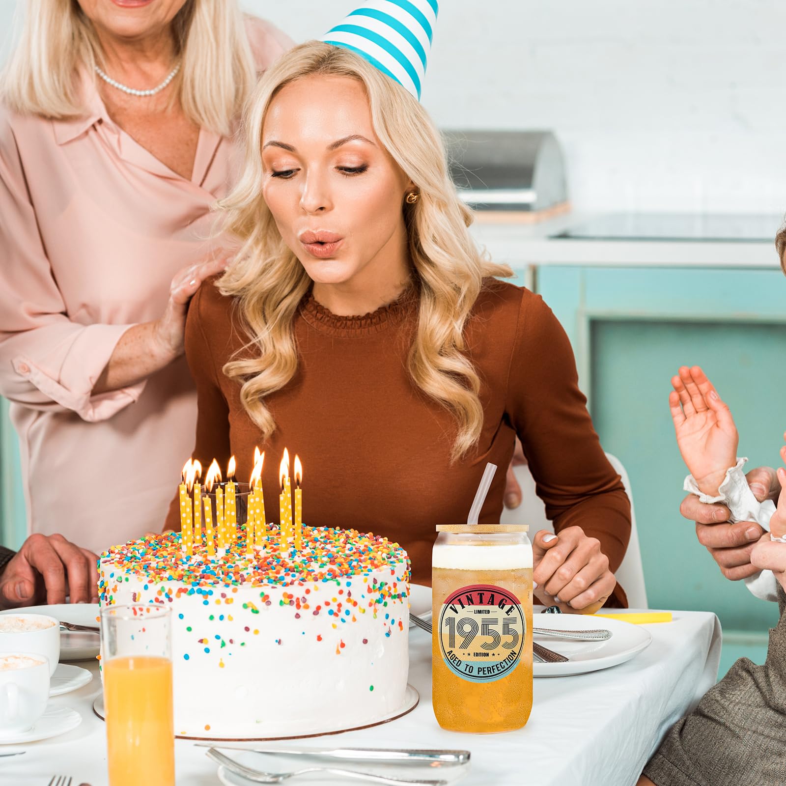 70th Birthday Tumbler For Women – 40 Oz Insulated Cup, 1955 Themed Gift With Straw & Brush - View #10