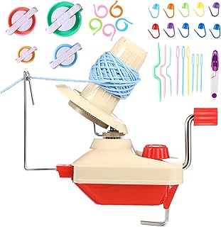 34 Pieces Yarn Ball Winder Set, Hand Operated Yarn Winder 3.5 Ounce Capacity Yarn Swift and Pompom Maker Kit Ball Winder Kit, Easy Installation for Yarn Storage with Knitting Accessories
