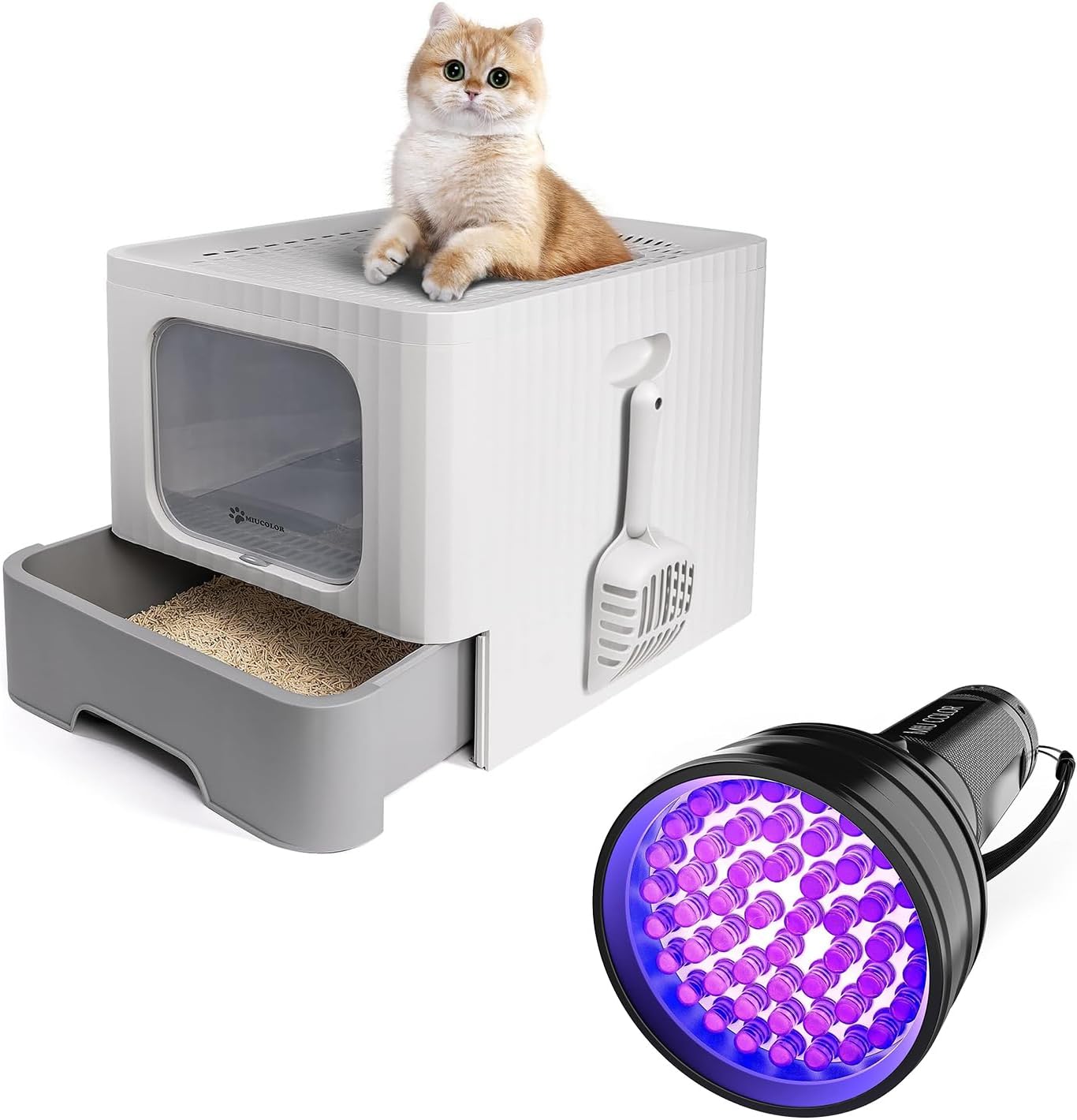 MIU COLOR Enclosed Cat Litter Box, Large Covered Kitty