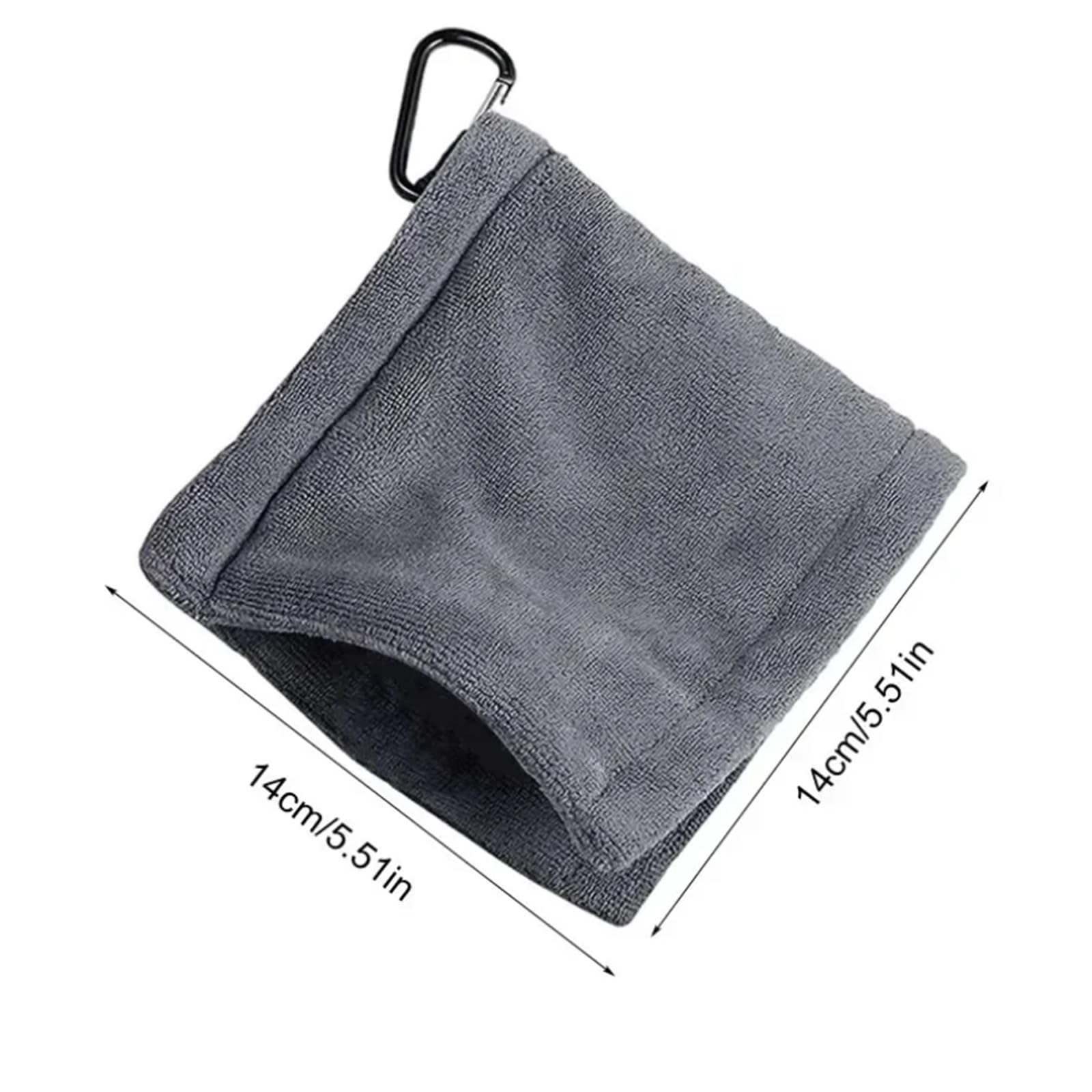 Quadratisches Mikrofaser-Golfhandtuch, wasserabsorbierendes Ball- und Schlägerreinigungstuch mit Karabinerhaken(Black)