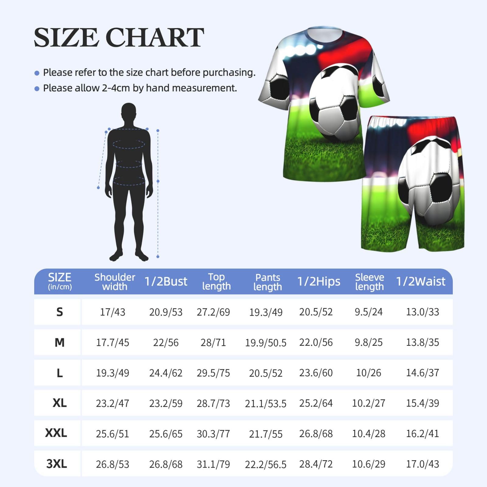 Conjunto de pijama para hombre con estampado de pelota deportiva de fútbol, ropa de dormir cómoda para hombre, perfecto para las noches de verano