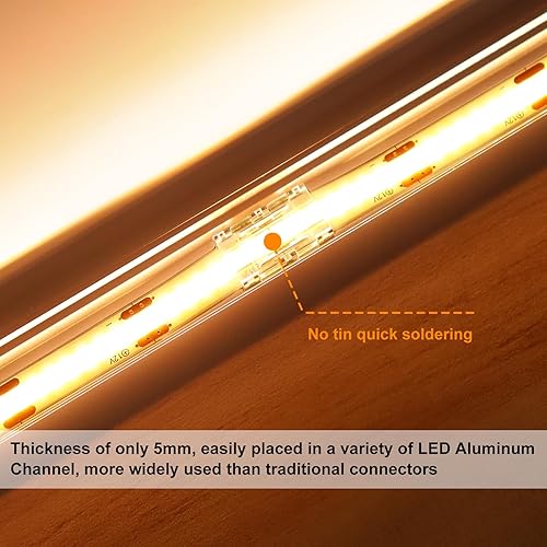 Miniatura 6 de LightingWill Conectores LED de 2 pines de 0.315 pulgadas, 10 conectores de tira a tira transparente, sin soldadura, sin cable, sin cable, sin área