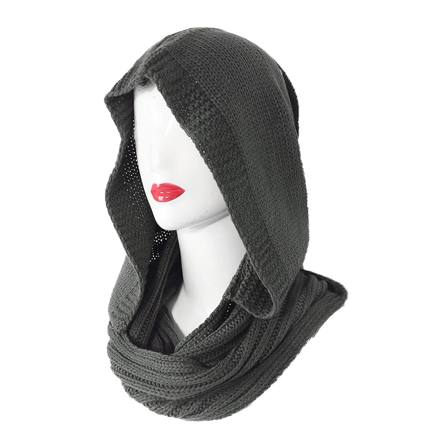 Thereisno Women Winter Crochet Knit Hood for Infinity Scarf