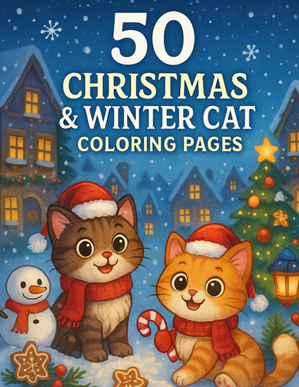 50 Cozy Christmas & Winter Cat Coloring Book: Cute Festive Cats, Snowy Scenes & Relaxing Holiday Art (Cozy Christmas Coloring Collection)