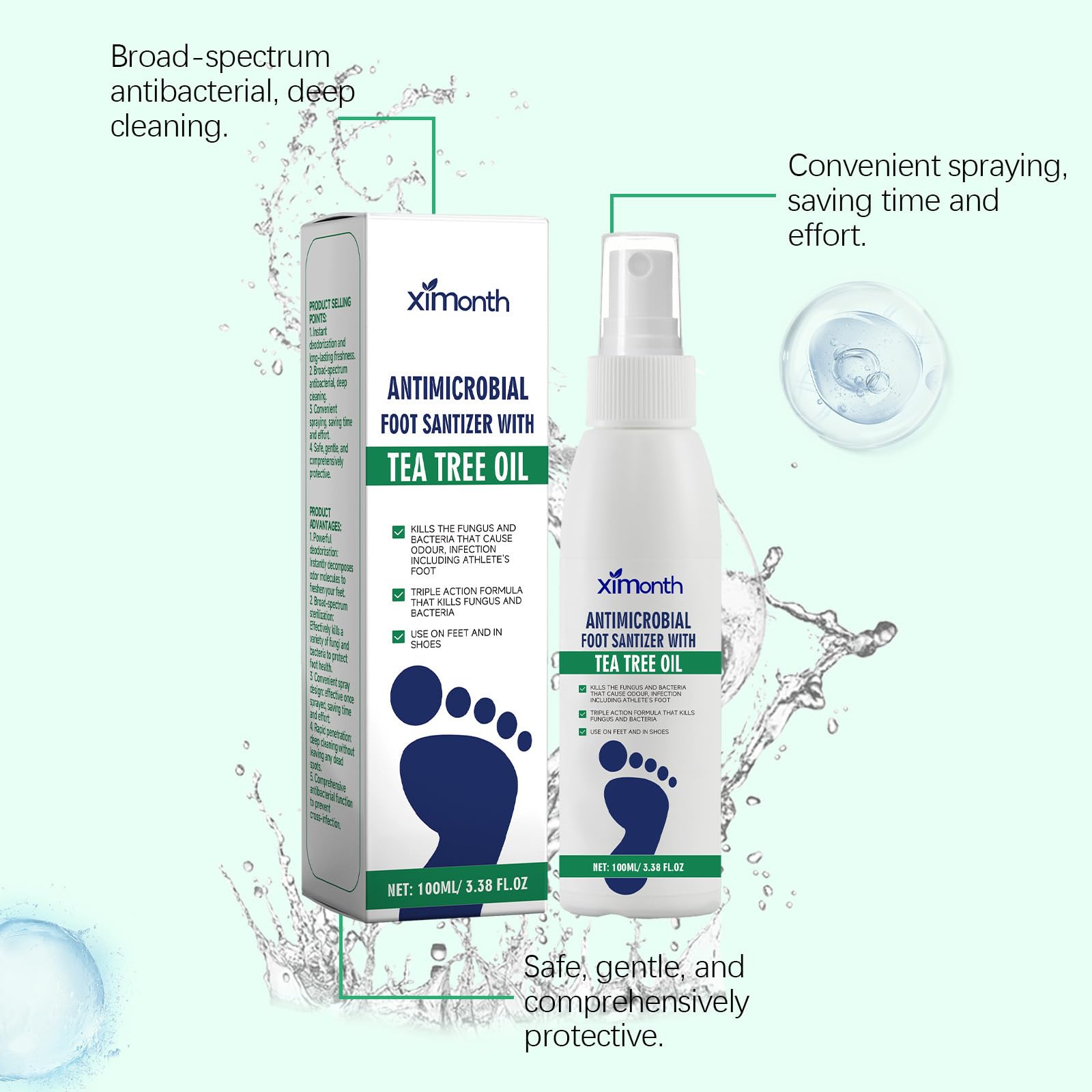 Anti-fongique foot Spray, contre les démangeaisons et les pieds en sueur