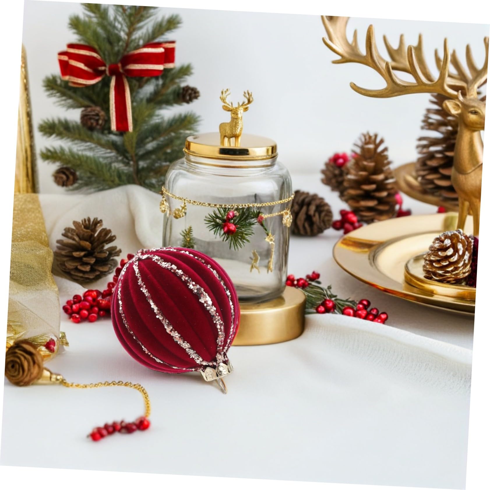 16 Adornos Rojos para El Hogar Fiestas Decoración Navideña Bolas Festivas Colgantes Árboles Irrompibles De Flocados Decoración De Oficina Bolas De Árbol