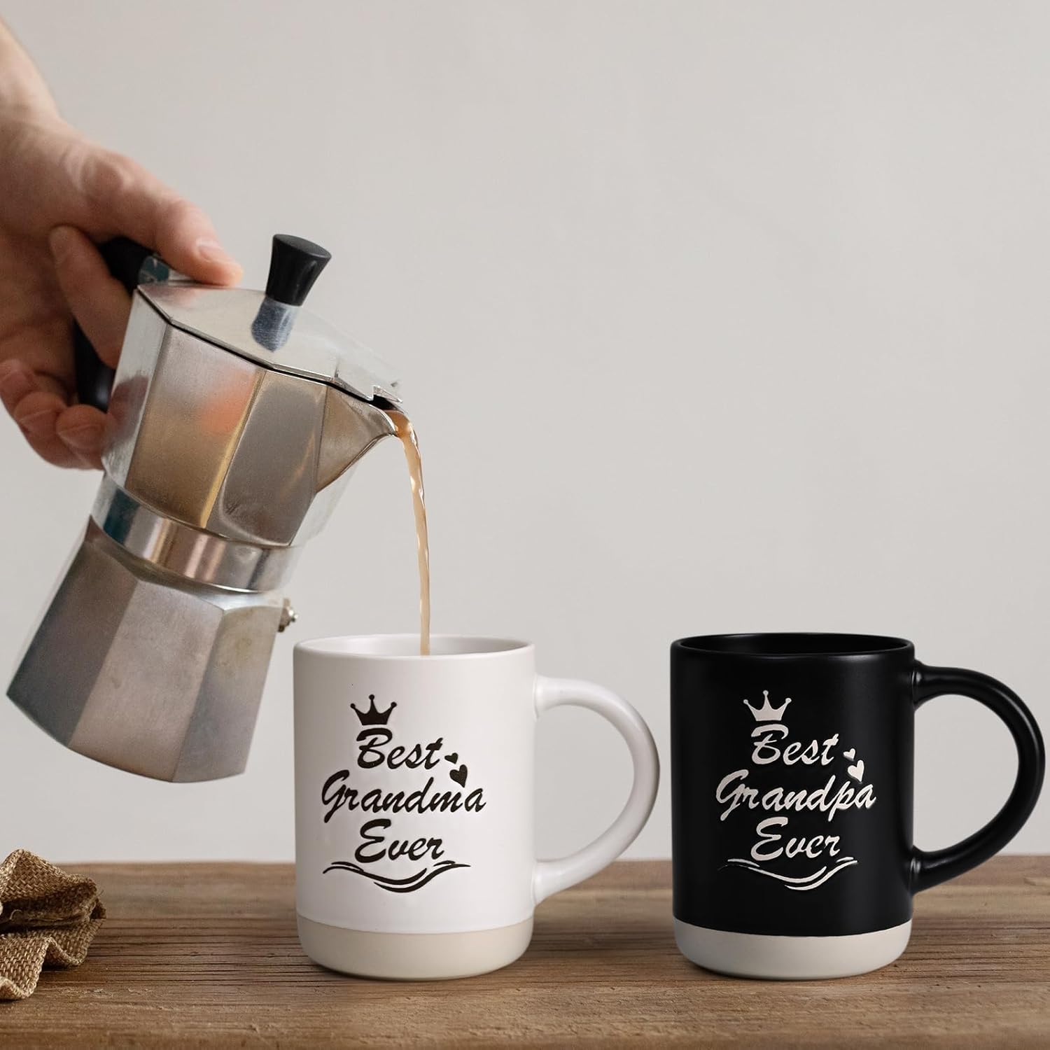 Cabtnca Gifts for Grandparents, Best Grandma and Grandpa Ever Mug Set, Christmas Grandparents Gifts for Grandma Grandpa from Granddaughter Grandkids, Grandparent Day Gift, 16 Oz Black & White - Image 9