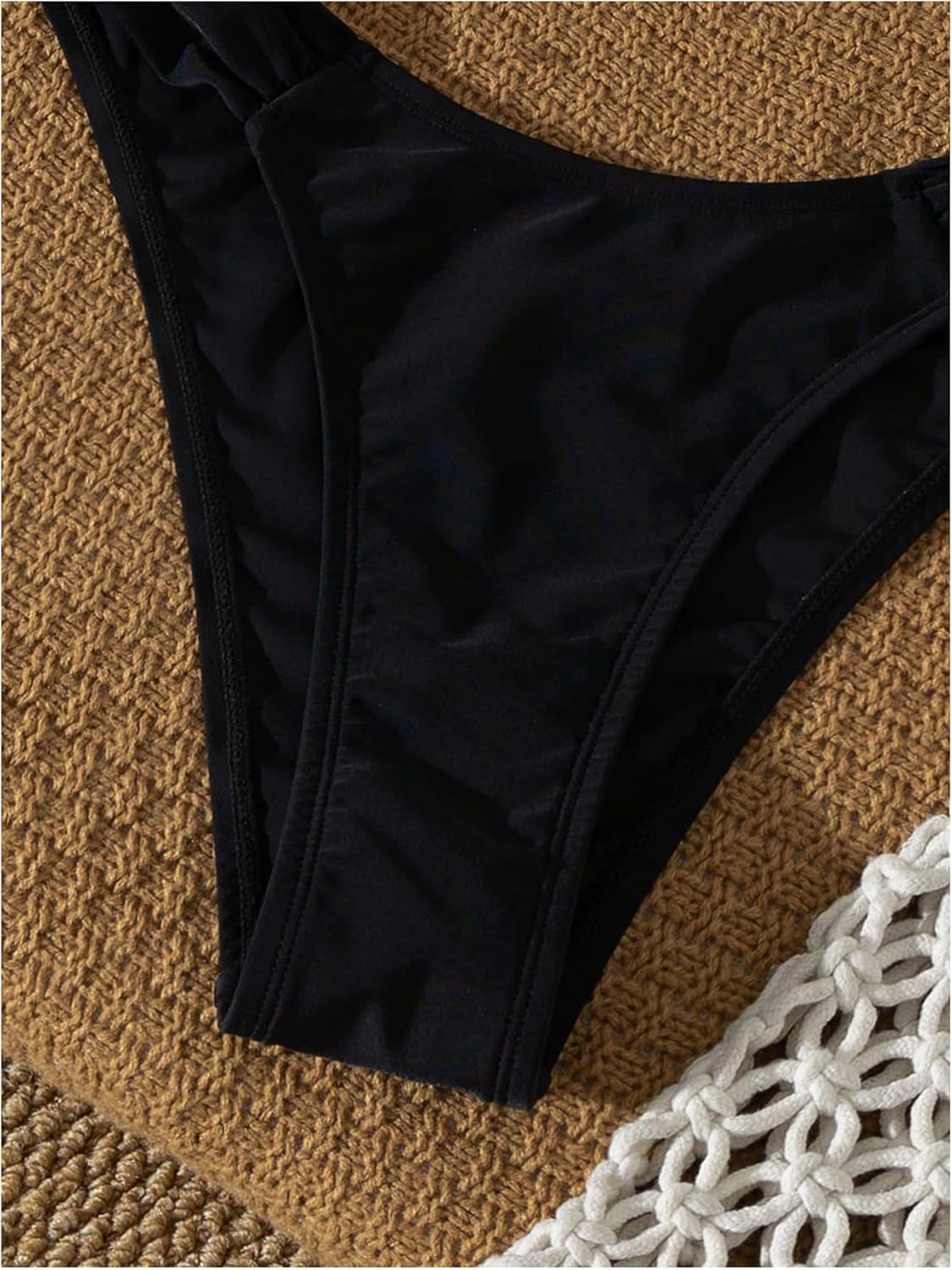 Verdusa Women's 2 Piece Halter Bikini Set Colorblock Crisscross Thong Bathing Suit - Image 6