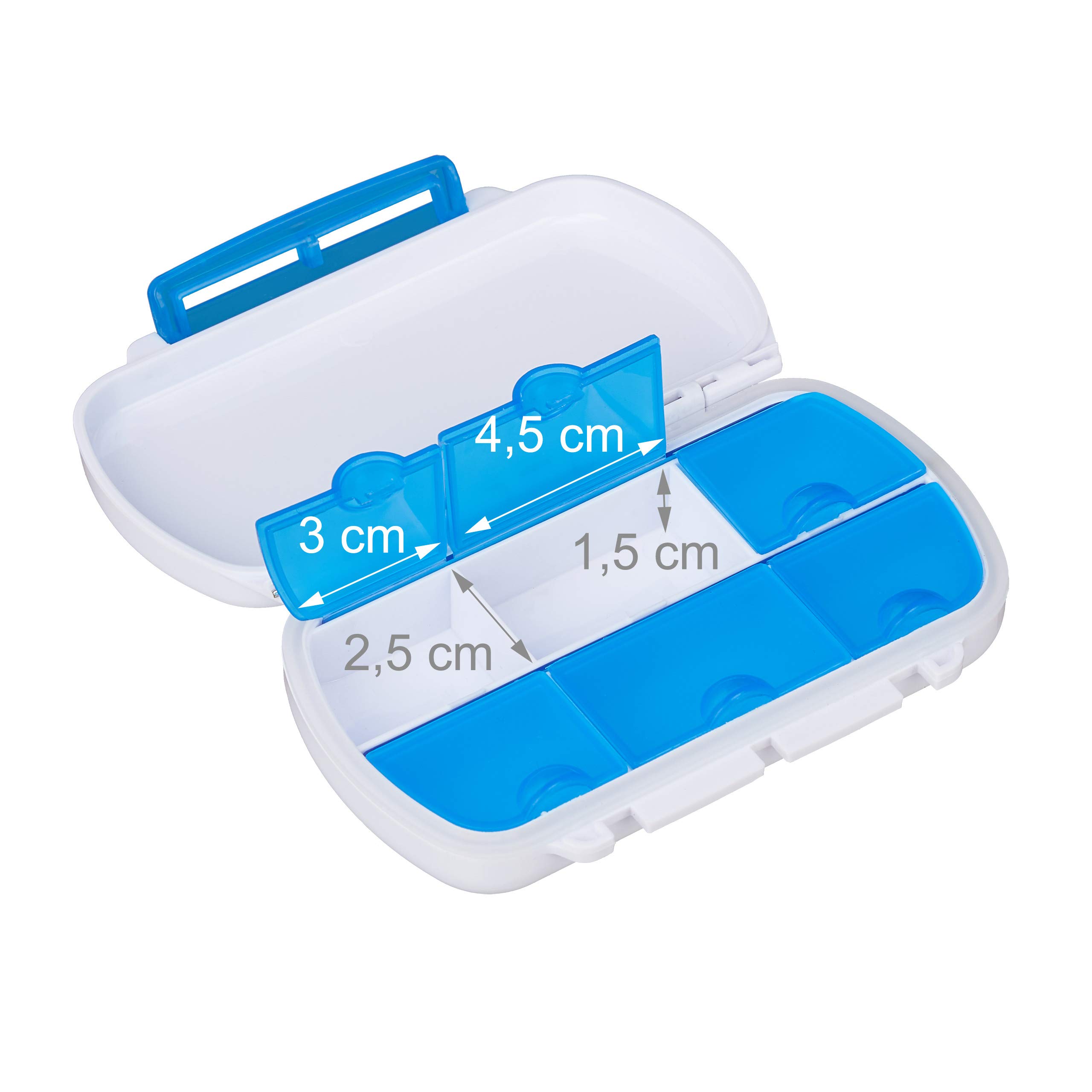 Relaxdays Set 3 Portapillole Impermeabili Plastica senza BPA Bianco Blu