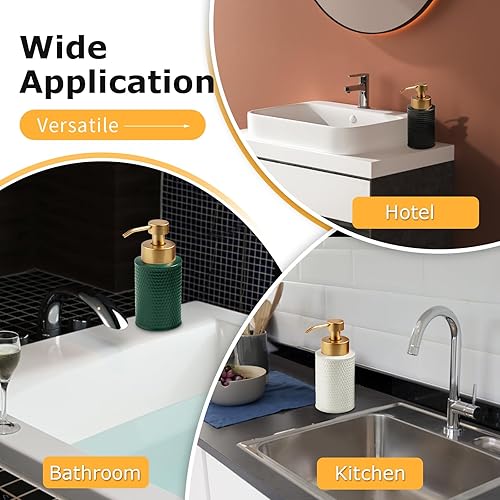 Miniatura 6 de Tmore Dispensador de jabón de espuma de cerámica de 11.5 oz11.5 fl oz, botella de jabón espumosa para platos de manos, dispensador de loción mate