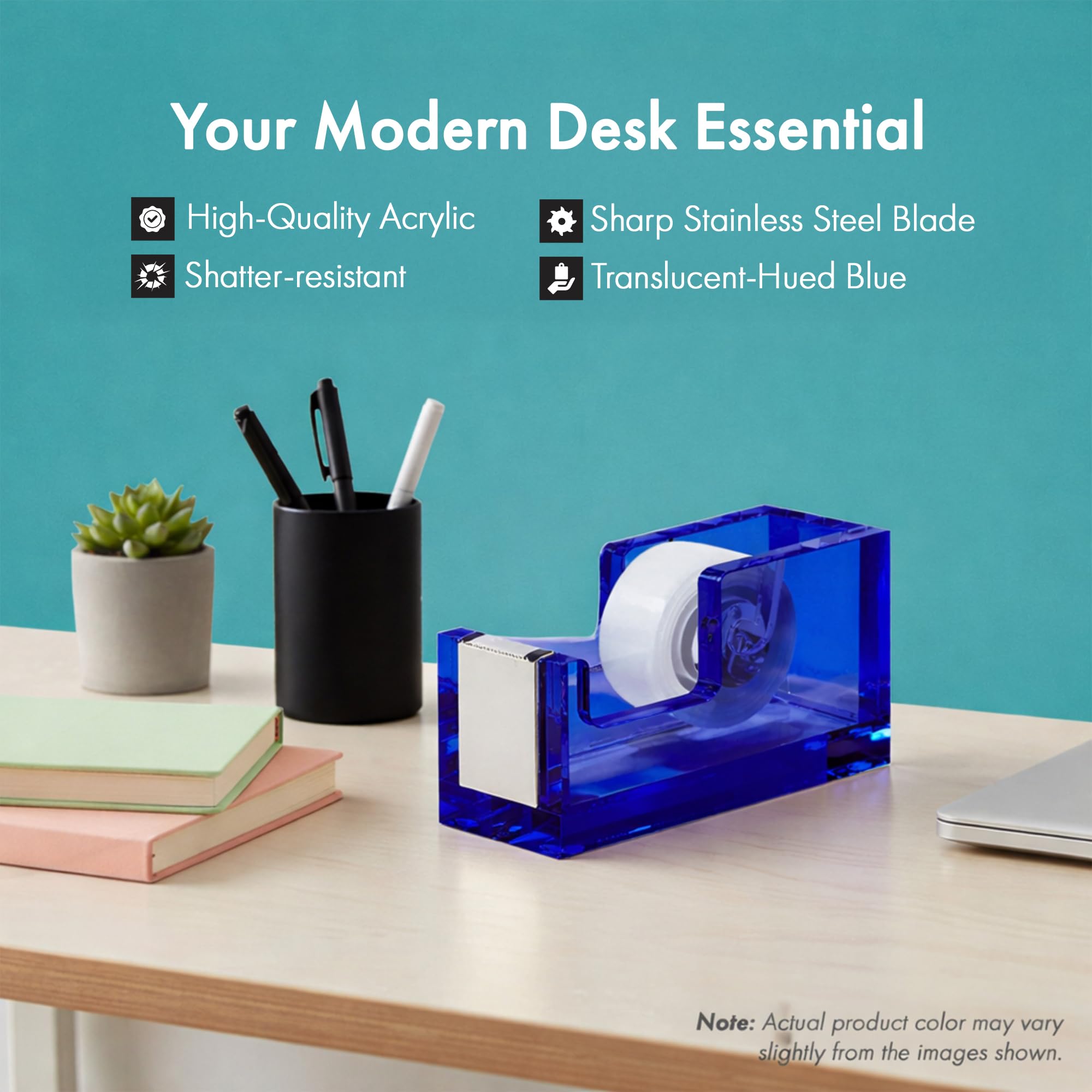 OfficeGoods Acryl-Klebebandabroller – Moderner Schreibtisch-Organizer für Bürobedarf, strapazierfähiger, nachfüllbarer Klebebandhalter für Zuhause und Schule, stilvolles Schreibtisch-Accessoire für