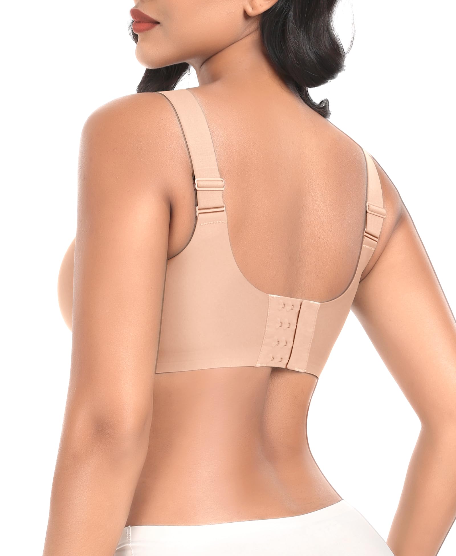 Ganado Soutiens-Gorge Femme sans Armature Confort Classiques Brassière avec Coussinets Col en U Brassiere sans Coutures