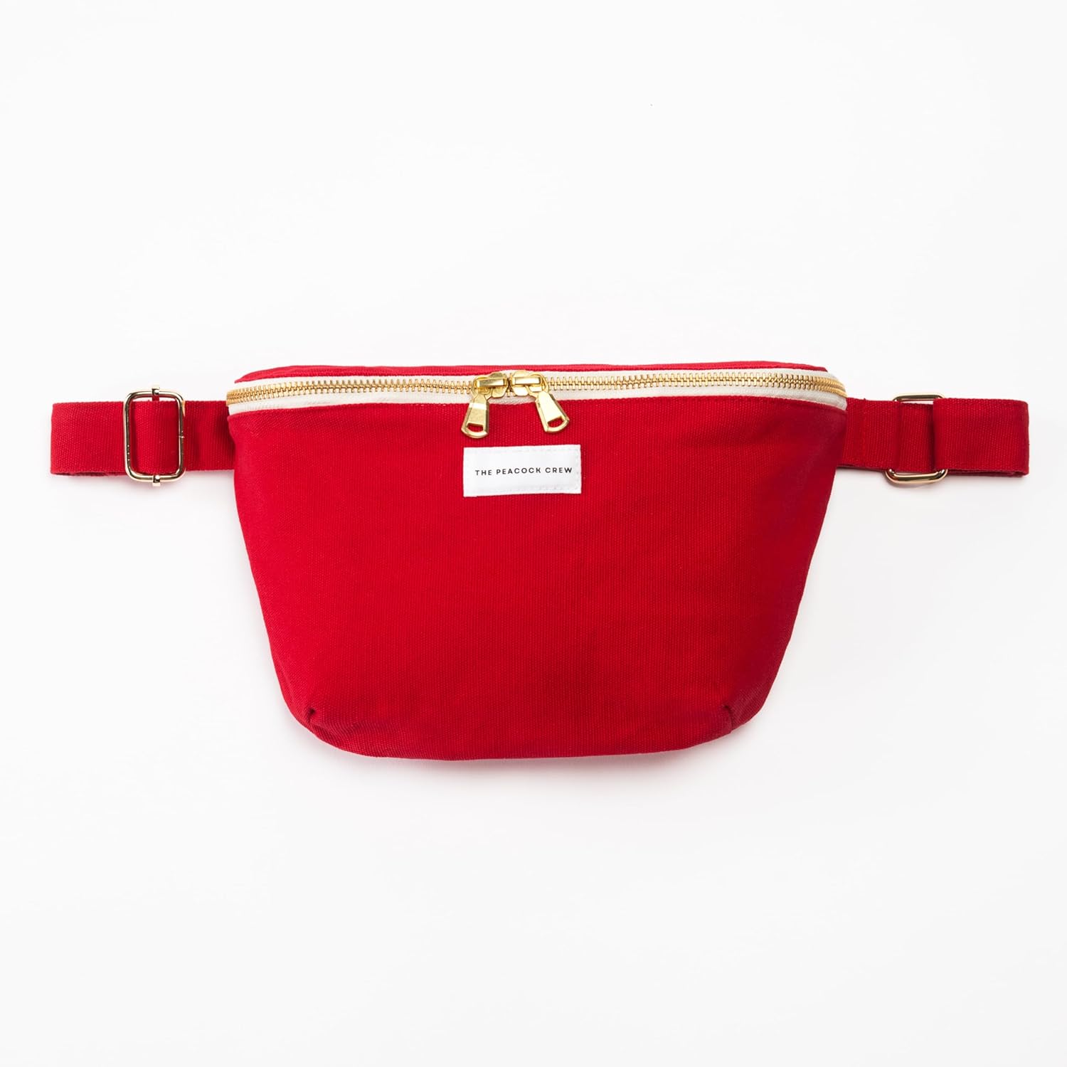 The Peacock Crew Spacious Red Crossbody Belt Bag in Cotton Canvas – Lightweight Comfortable & Elegant Sling Pouch Travel Safe Design & Daily Use – Dual Zippers Fanny Pack for Men & Women