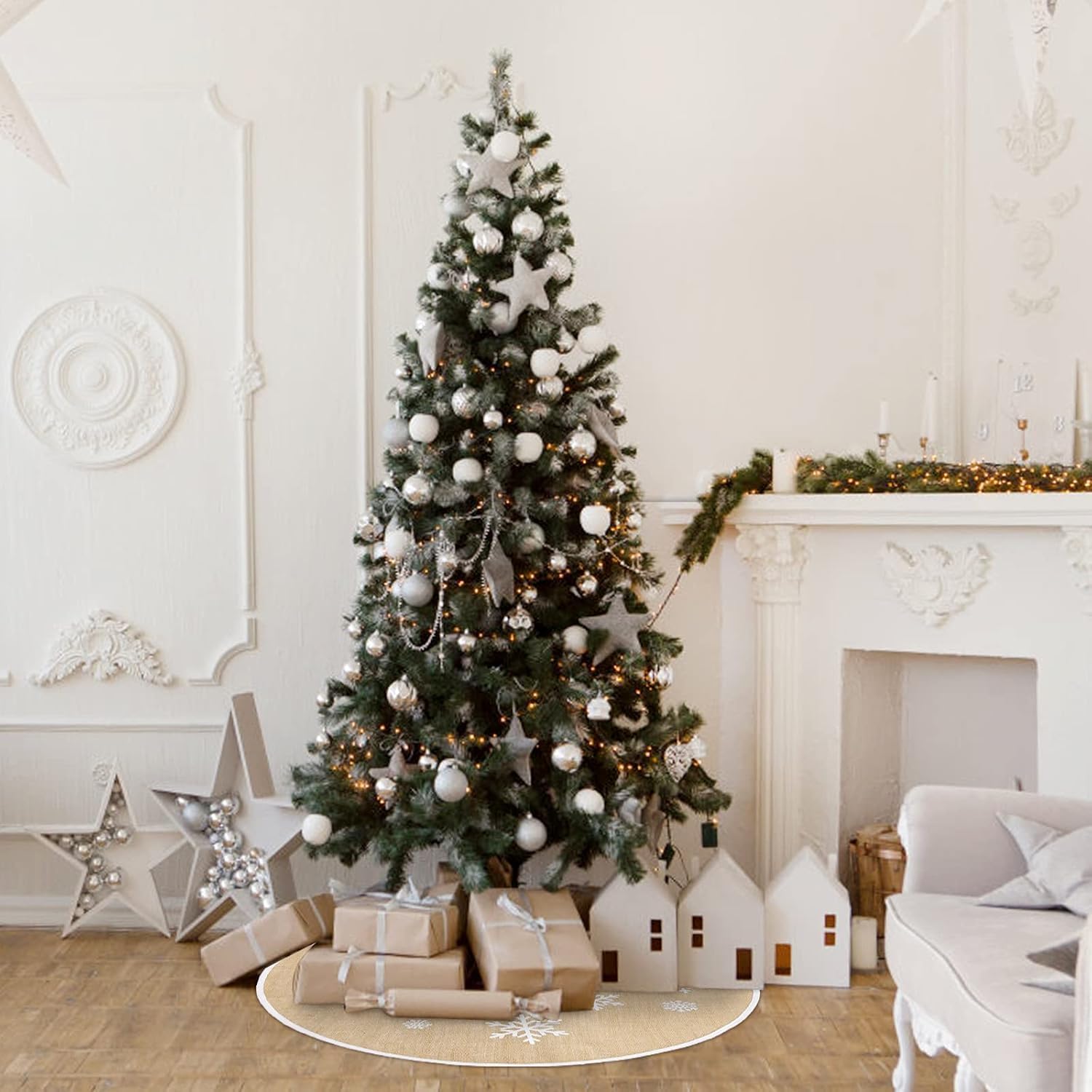 Jupe de Sapin de Noël en Toile de Jute Rustique 75cm
