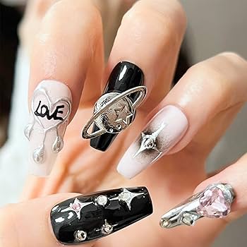 Amazon | Snmzlc 50個 ミニ パンクネイルパーツ シルバーアート