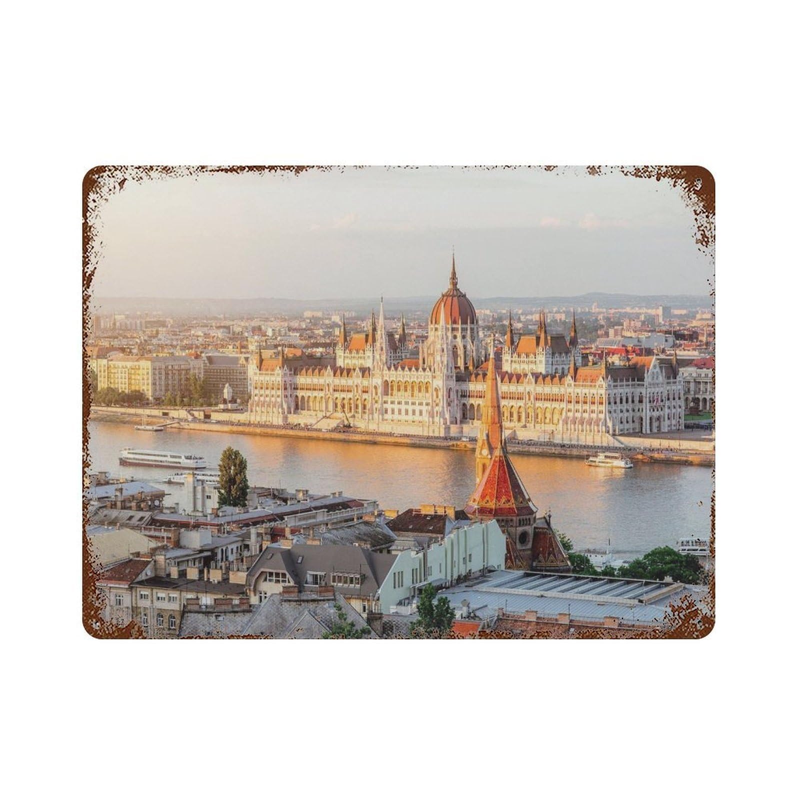 xiaoxiaoshen Real Photo Budapest Decor Hungary Wall Decor Art Metal Tin Poster Modern Home Decor Art Home Bar Shop Decorations Vintage Sign 30x40cm