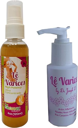 2 Le Varices Crema 2 oz ea + 1 Spray 80% Extractos Puros 6.1 fl oz