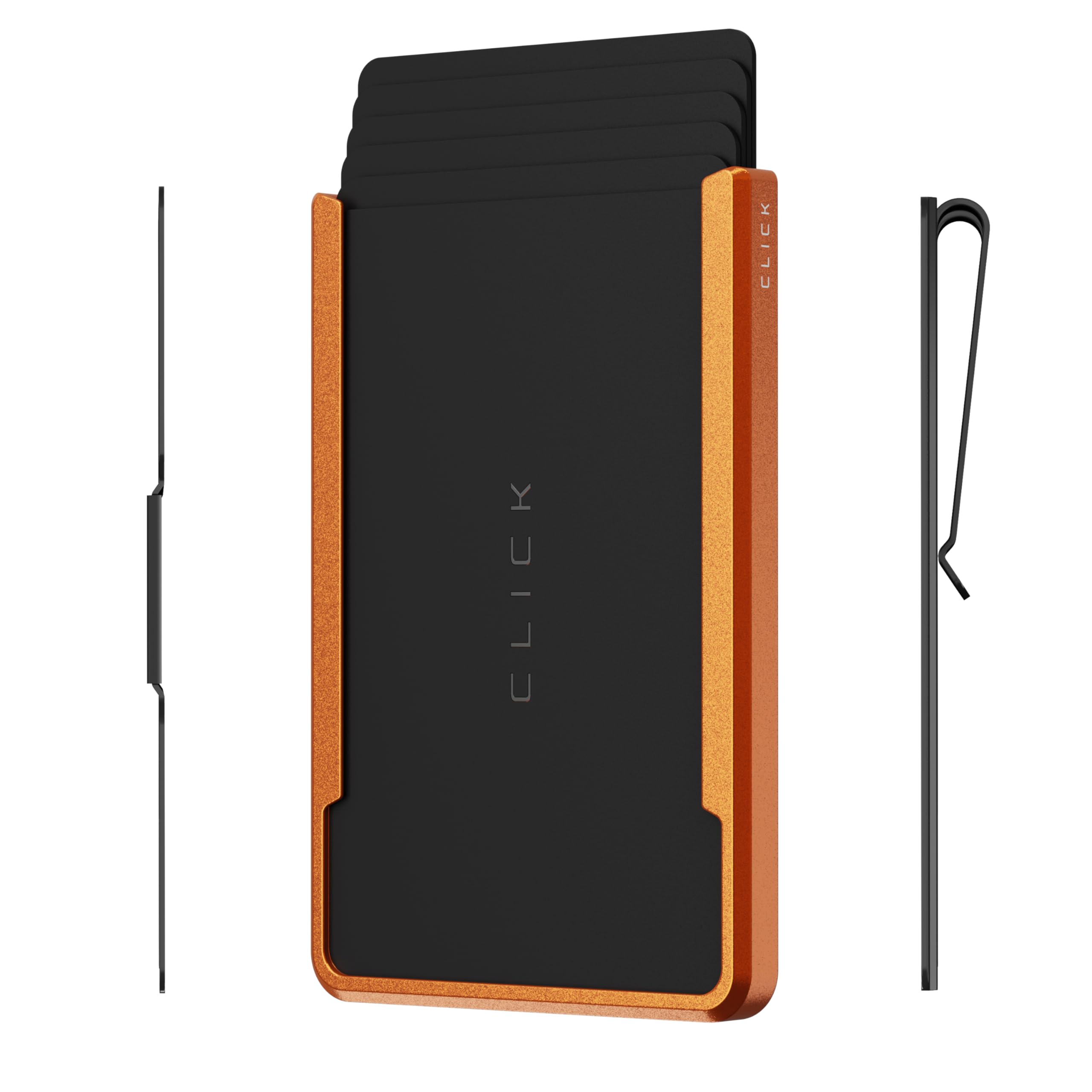 Porte-cartes aluminium CLICK orange pour stopper la perte de vos cartes