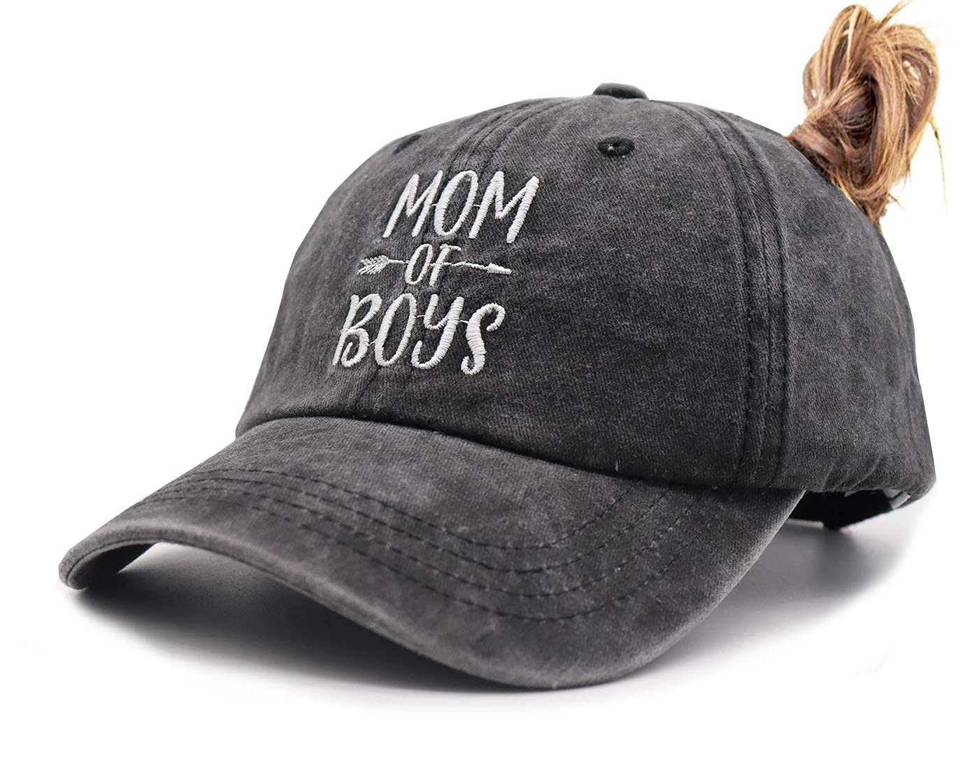 KKMKSHHG Mom of Boys Baseball Cap, Adjustable Vintage Cotton Denim Dad Hat for Women