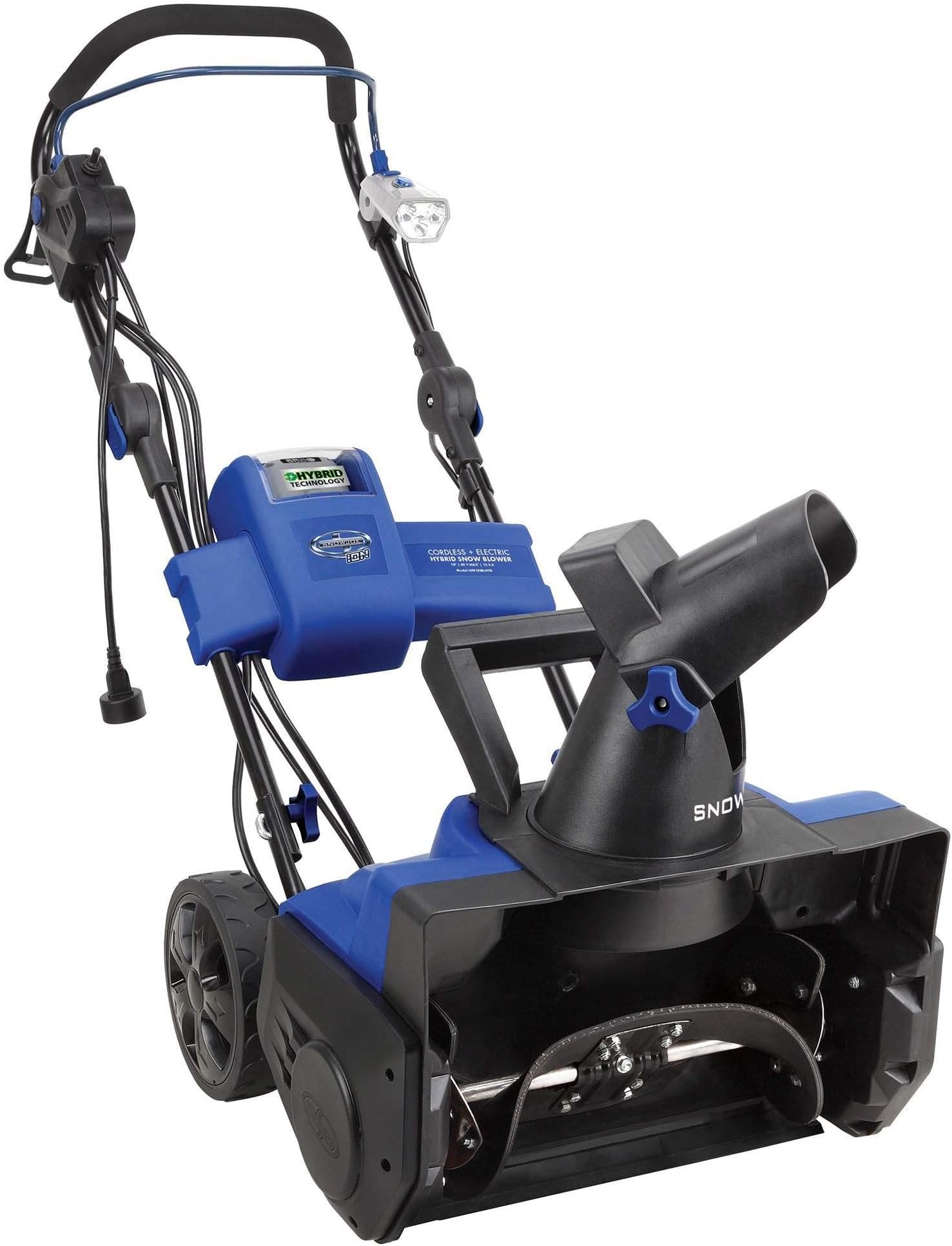 Snow Joe ION18SB-HYB 18-Inch 40 Volt Single Stage Brushless Snow Blower, Kit (Hybrid w/4.0-Ah Battery + Quick Charger)