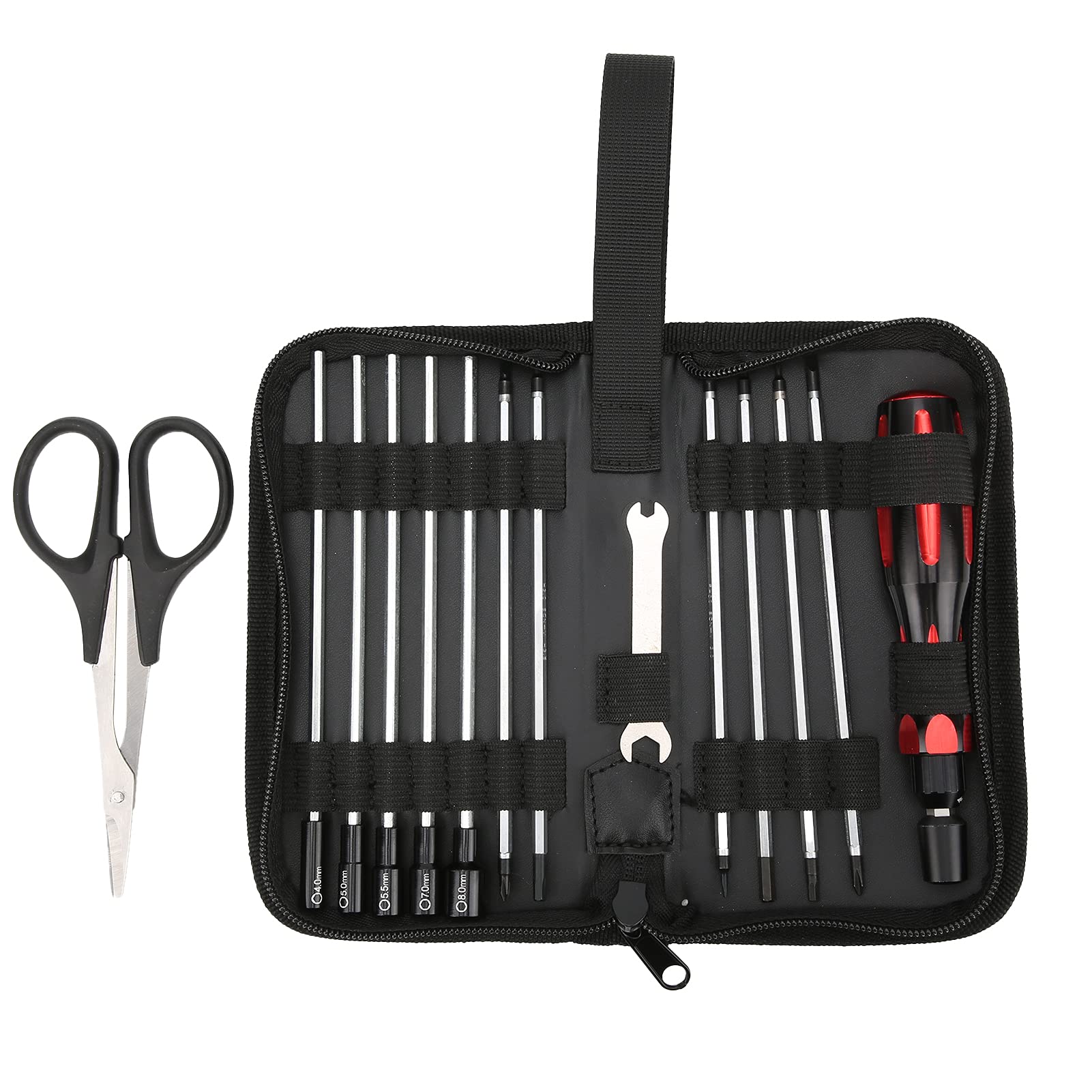 Kit di attrezzi RC professionale Set di cacciaviti in acciaio resistente con custodia per auto telecomandate Elicotteri Droni Set completo di strumenti di manutenzione per