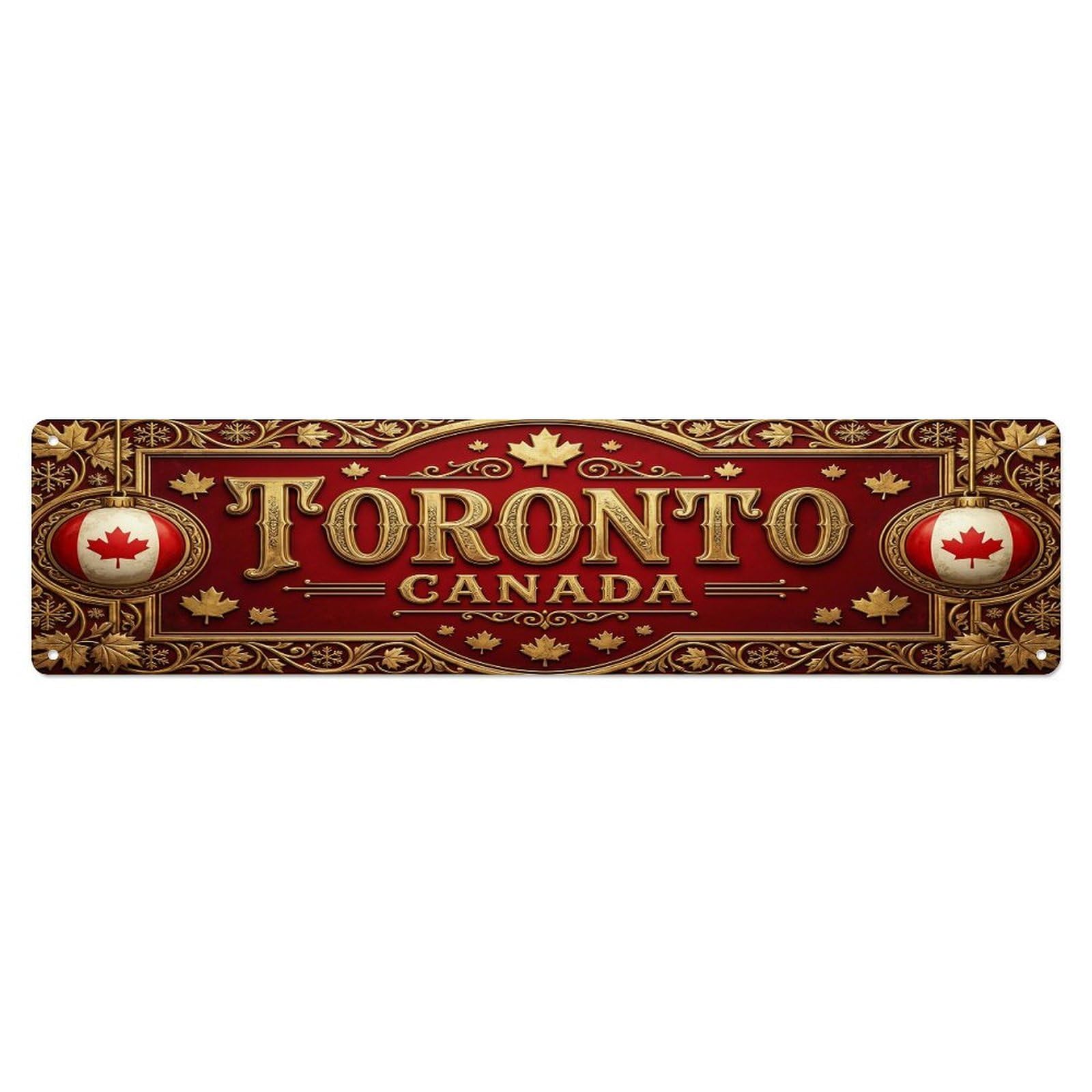 Olhnbad 4X16inch(10X40cm) Vintage Toronto Canada Flag Pattern Metal Tin Sign