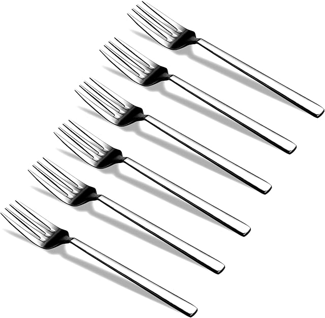 CAMRI Cake Forks - Mini Fork for Dessert , Pastry , Fruit & Salad , Stainless Steel Small Forks Pack of 6 , 6.4 Inch, Cutlery Starter Forks for Home Kitchen & Restaurant ( C62 Set of 6 )