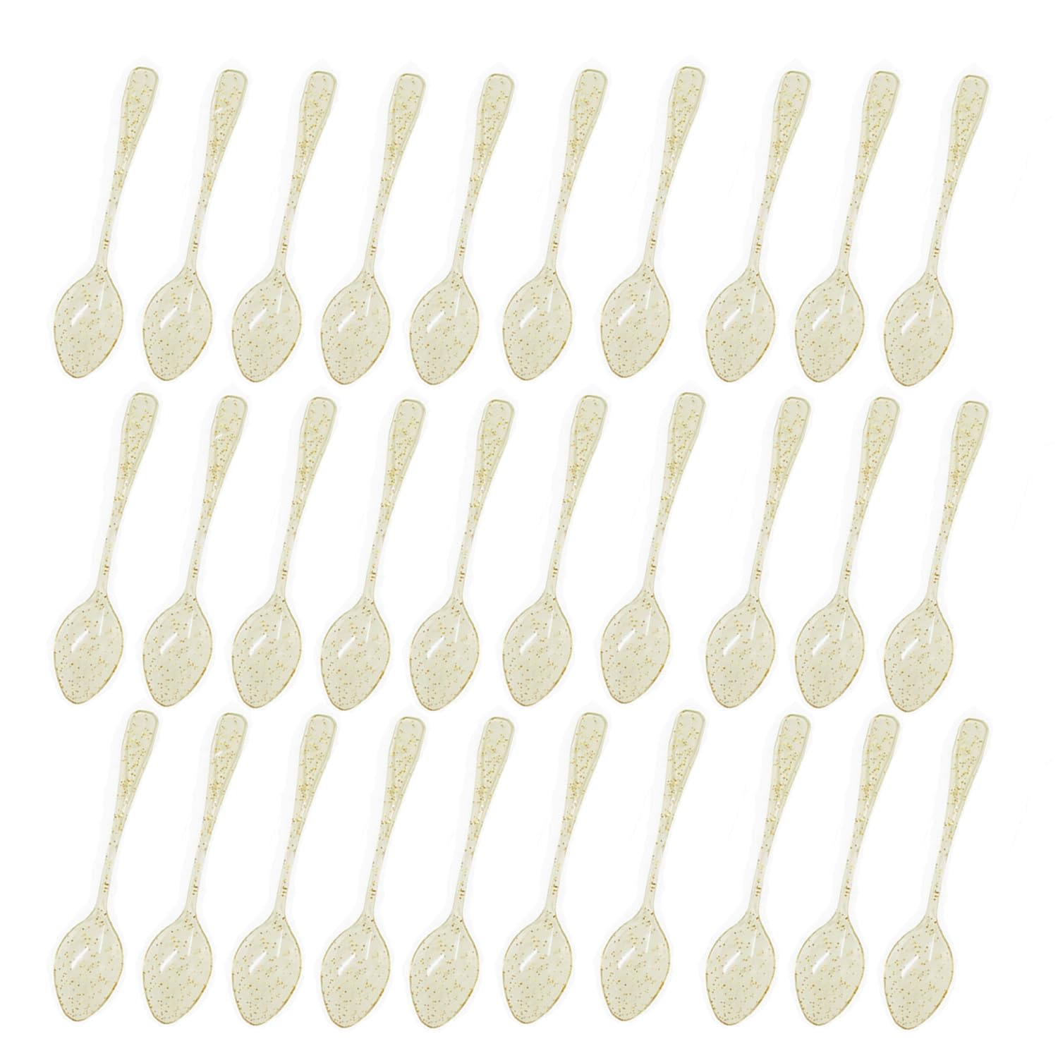 Photo 1 of 100 Pcs Gold Glitter Mini Disposable Plastic Spoons, 3.7 Inch Small Tasting Spoons Bulk for Dessert, Ice Cream, Cake, Sample, Appetizer and Pudding