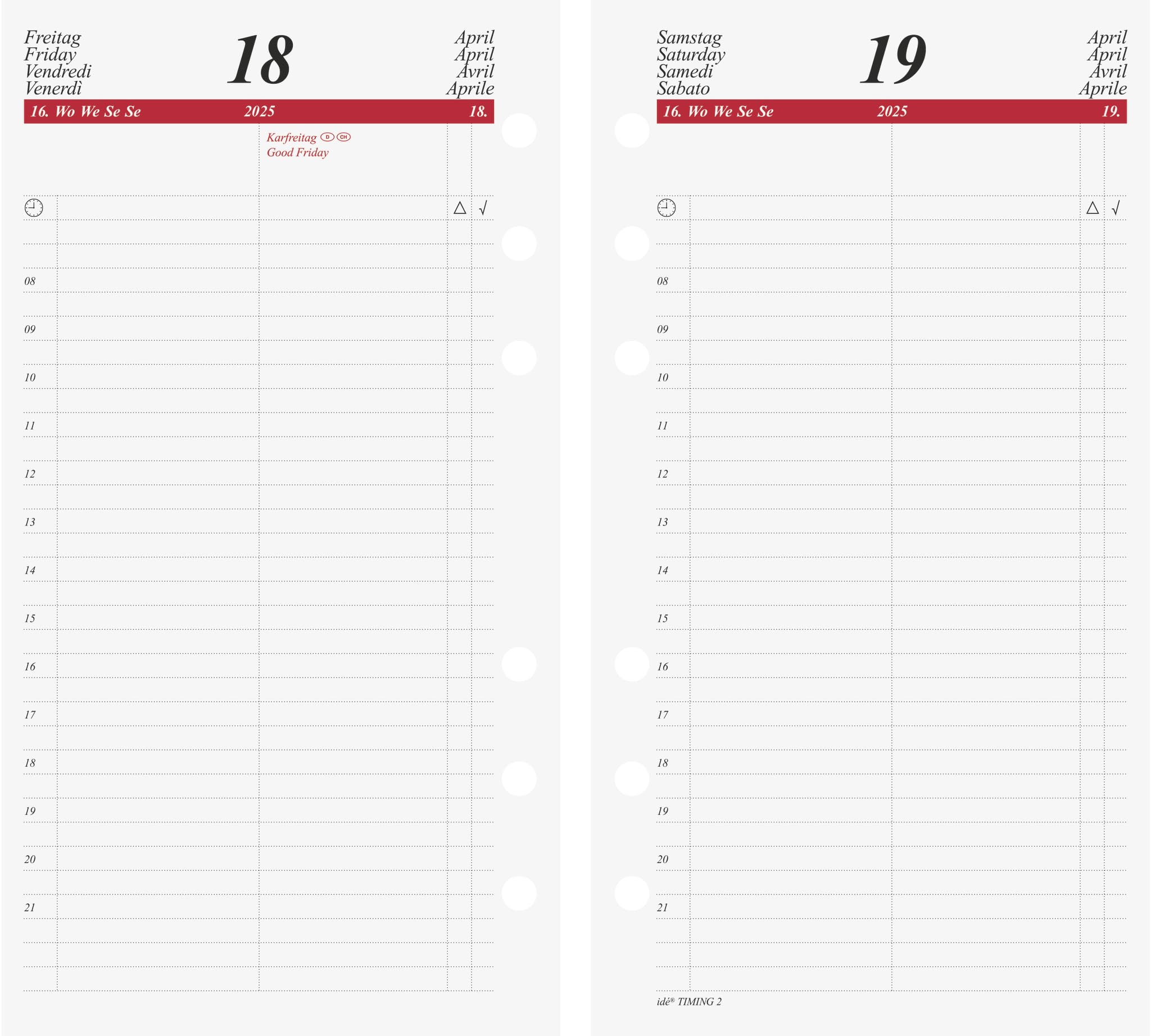 rido/idé Daily Calendar Timing 2 (2025), 1 Page = 1 Day, 93 × 172 mm, 448 Pages